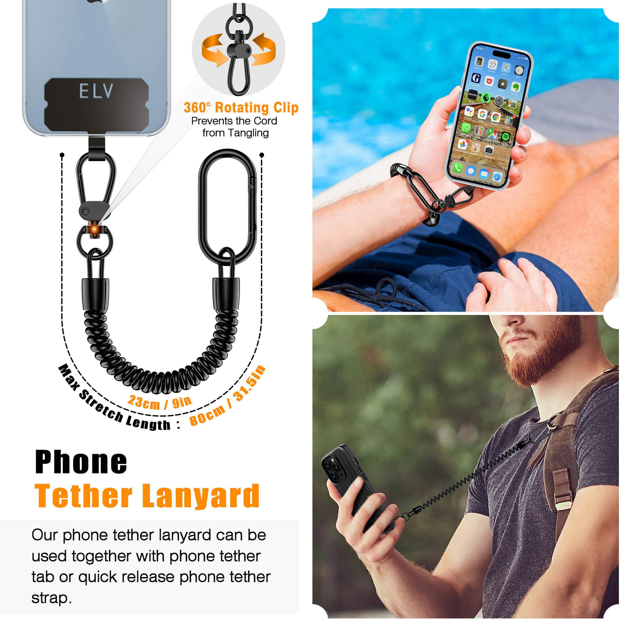 Anti Theft Phone Strap ELV Magnetic Retractable Phone Tether - Anti-Theft &  Drop Protection Keychain Microsoft Surface Case