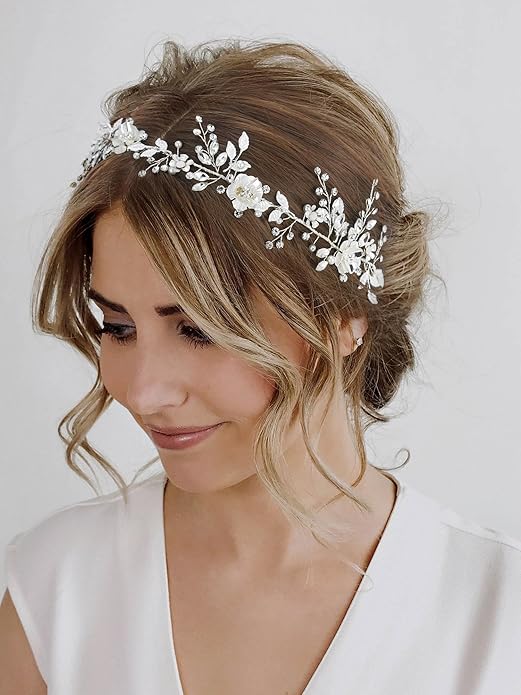 Stunning Silver Flower Crown: Bridal Wedding Hair Vine Headband