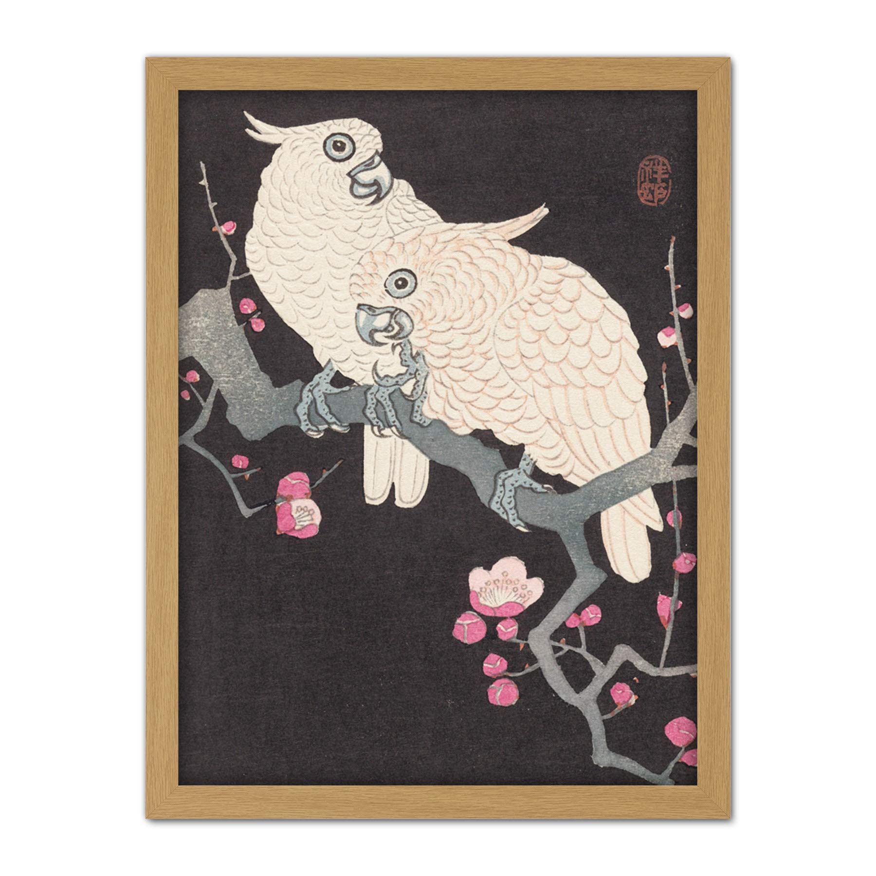 Artery8 Ohara Koson Two Cockatoo And Plum Blossom Painting Artwork Framed Wall Art Print 18X24 Inch