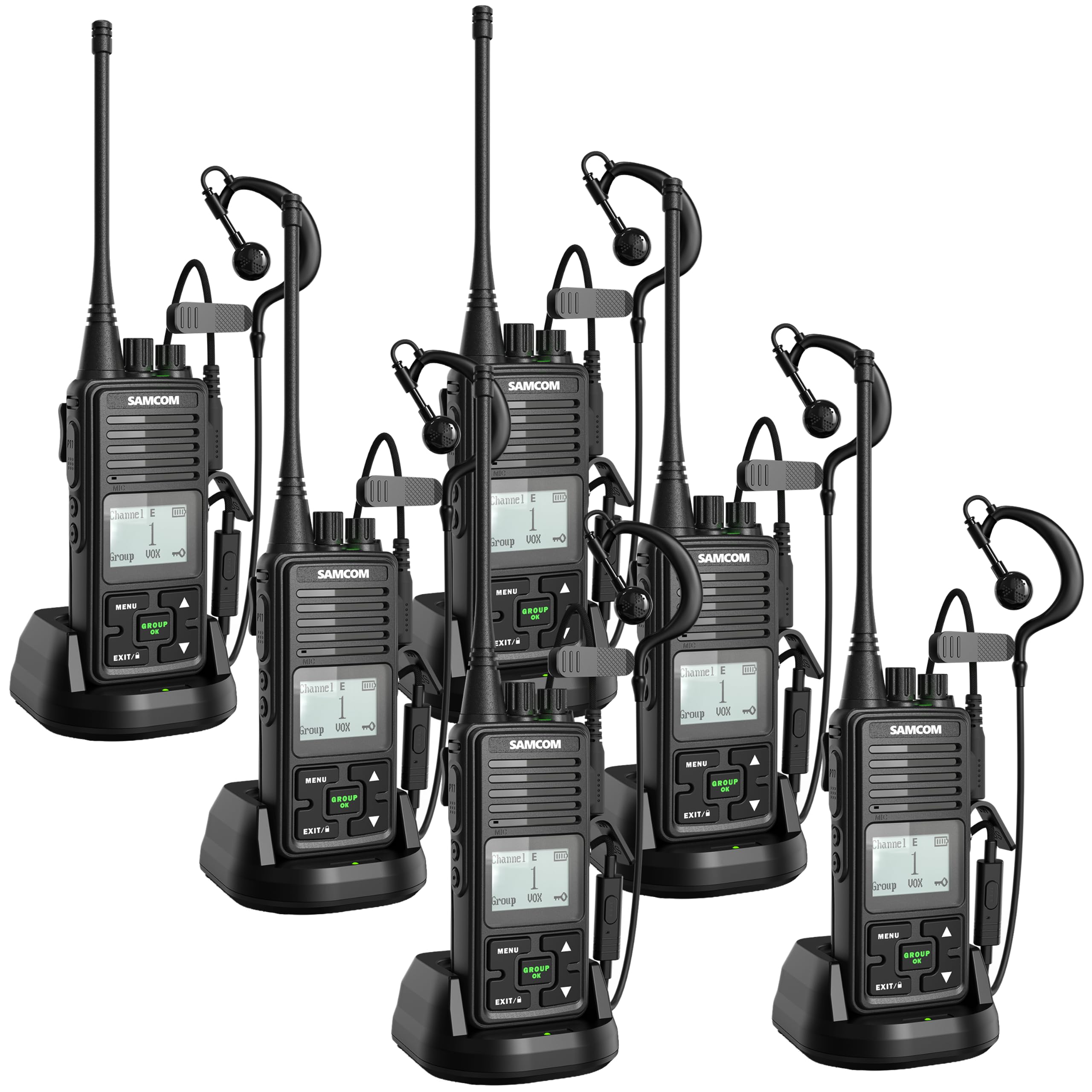 SAMCOM FPCN10A Two Way Radios Walkie Talkies with Earpiece, 6 Pack