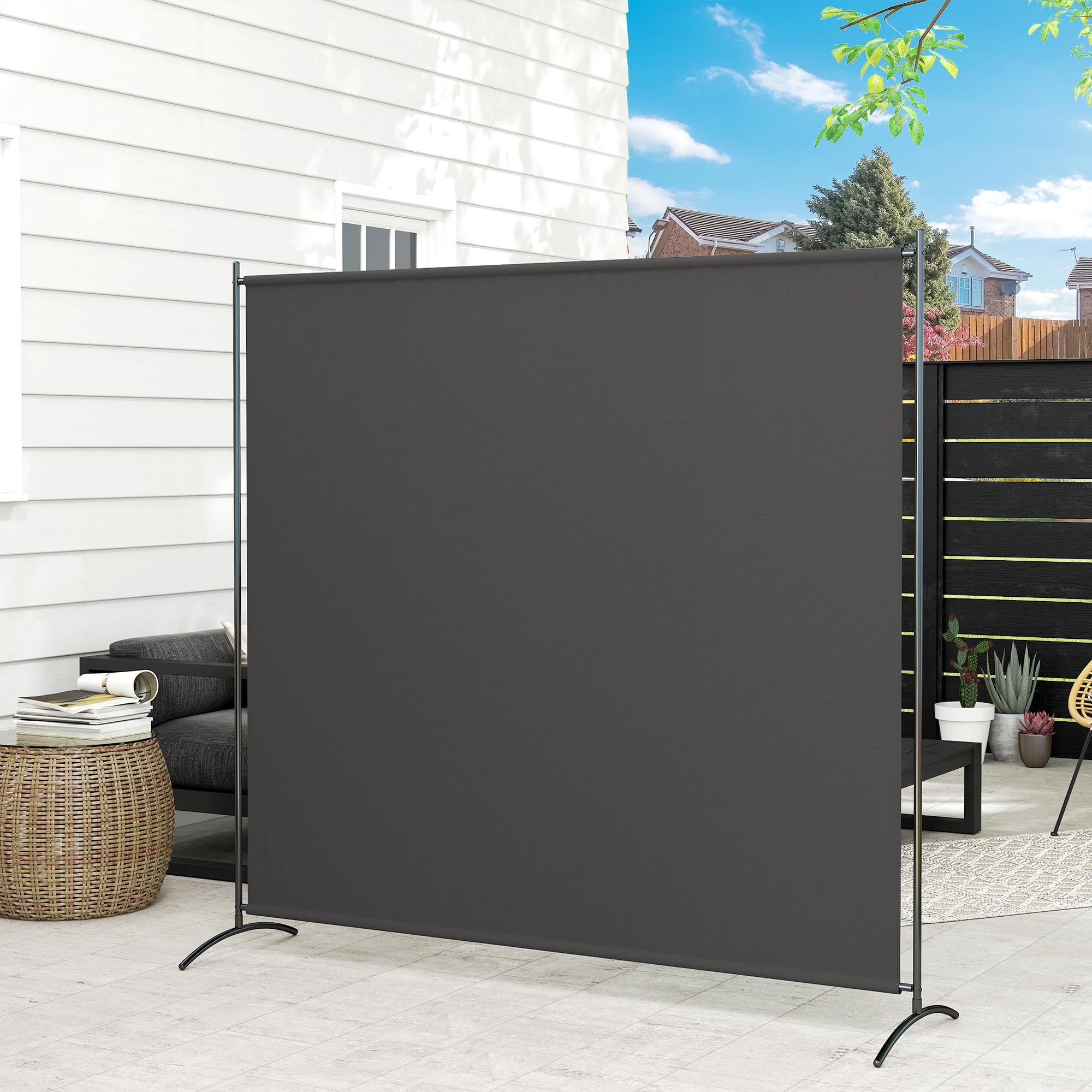 Outsunny 5,9FT hohe Einzelpanel-Sichtschutz für außen, Dunkelgrau