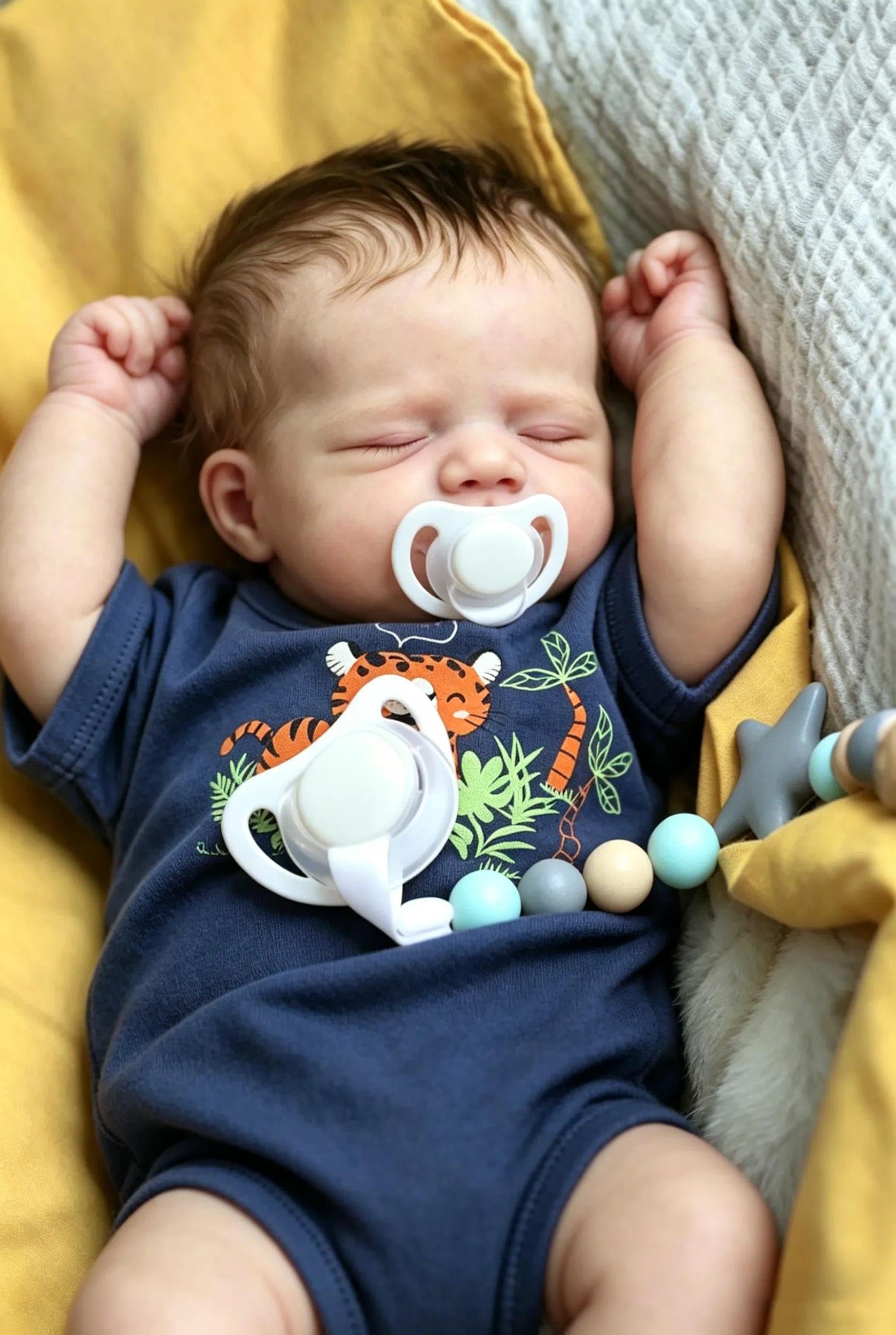 Zero pam Reborn Baby Puppe Junge, 50CM Reborn Baby Vollvinyl Lebensecht Jungen, Realistische Babypuppen Mit Haar, Lebensecht Neugeborenes Babypuppen Wie Echt Babies Für Kinder 3+