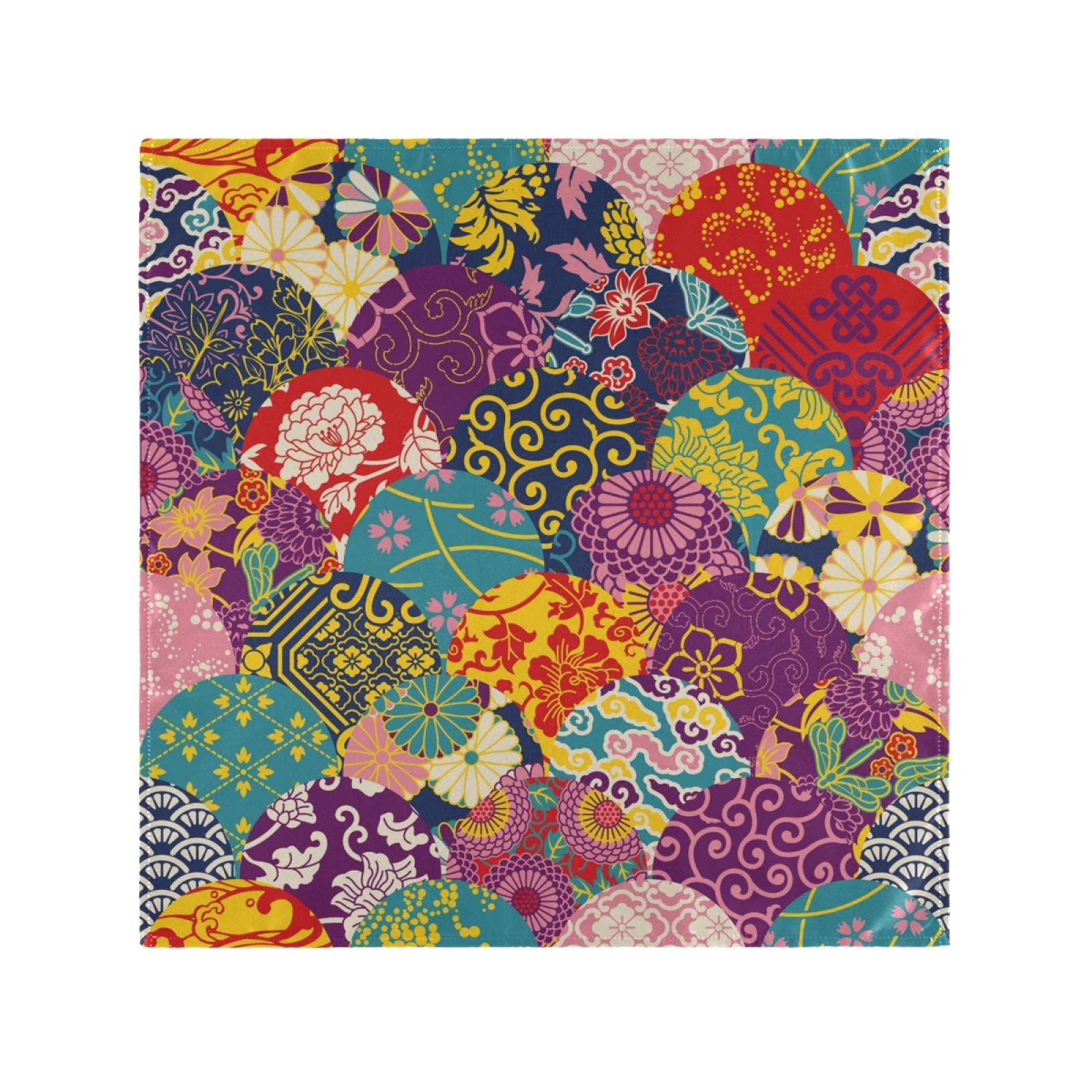 Nander Japanese Patterns Classical Flower Cloth Napkins Soft Comfortable Reusable Set of 6 Napkins Perfect for Family Dinners,Weddings,Cocktail,Kitchen(20 by 20 Inch)