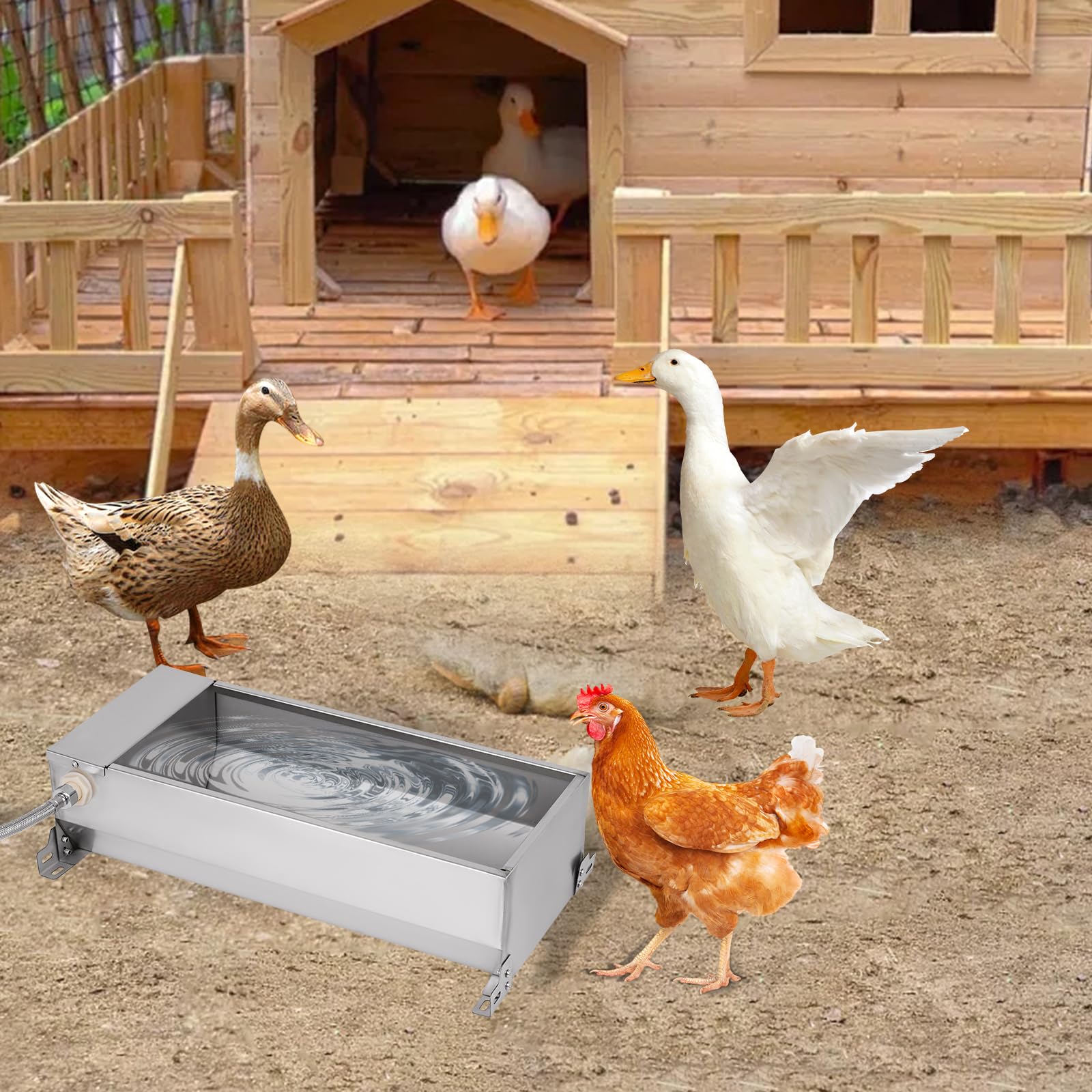 Bebedero automático portátil para ganado, bebedero automático de gran capacidad, cuenco automático de agua potable para animales, comedero de ganado para caballos, cabras, cerdos, perros,