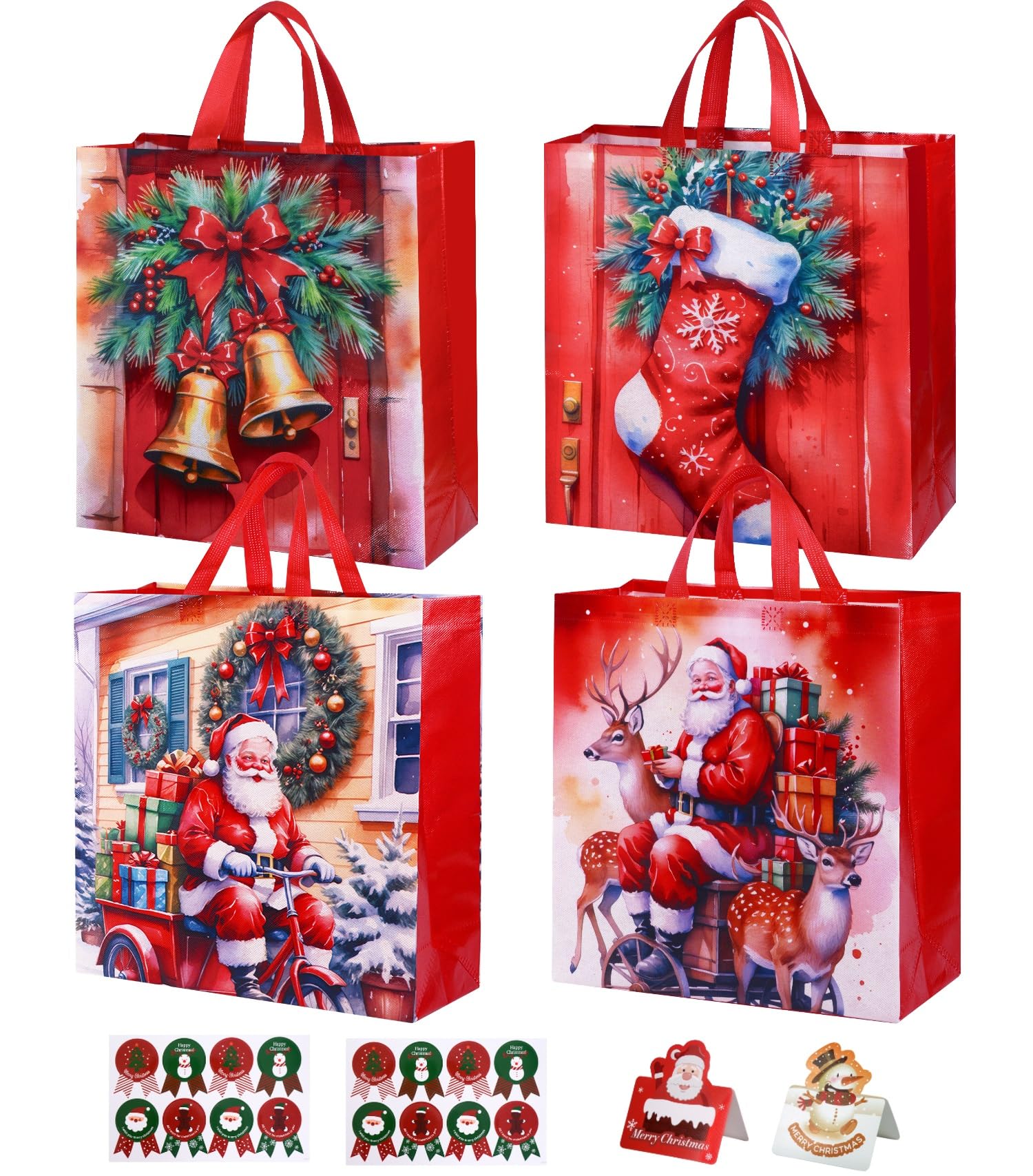クリスマス ラッピング プレゼント ギフトバッグ 大 ４枚 Amazon | クリスマス ラッピング 袋 手提げ 4枚セット 不織布 手提げ袋