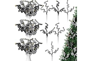 6 Pcs Black and White Christmas Tree Decorations, Xmas Picks