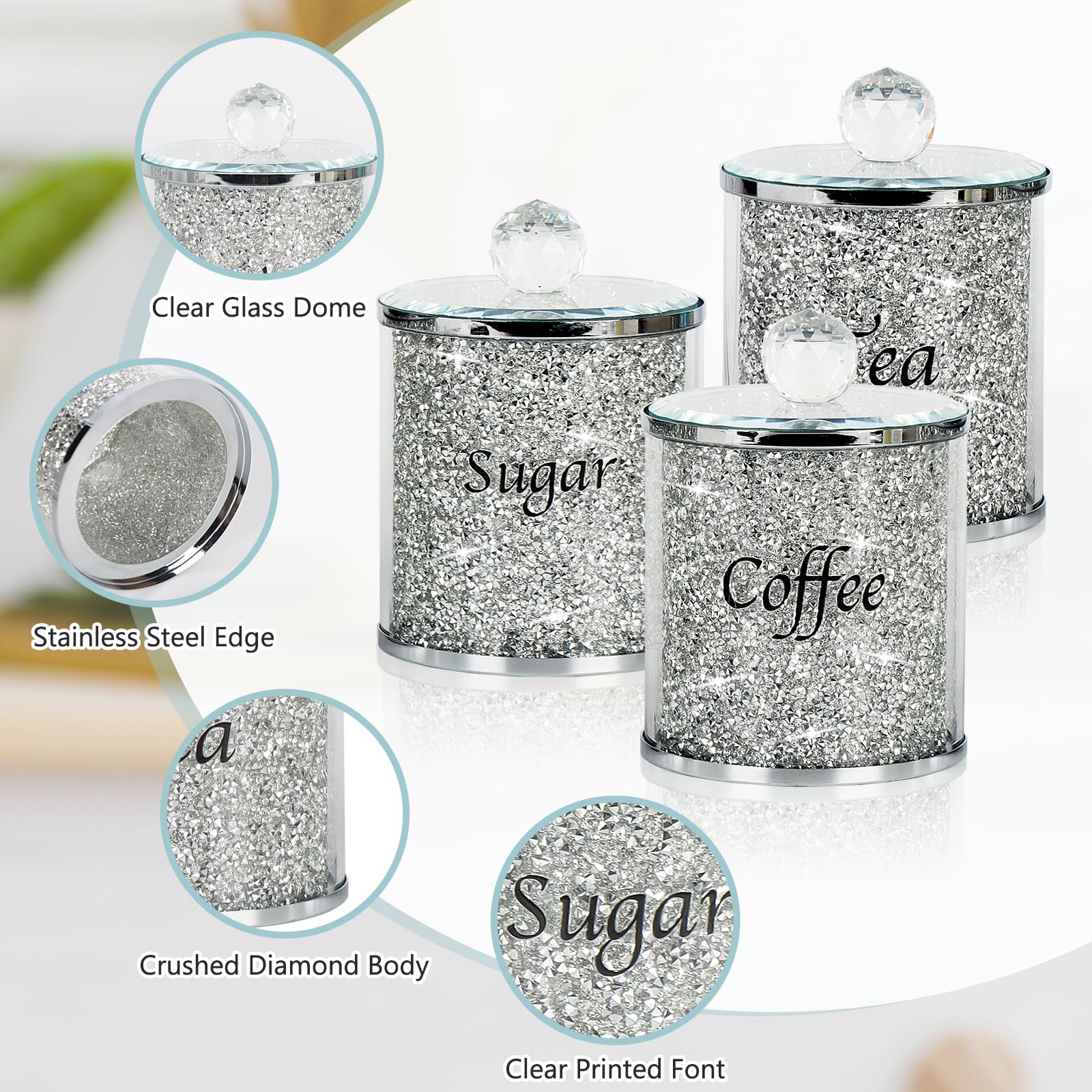 Gebrochener Diamant Weiss Kristall Gefüllt Tee Kaffee Zucker Aufbewahrung 283920323149