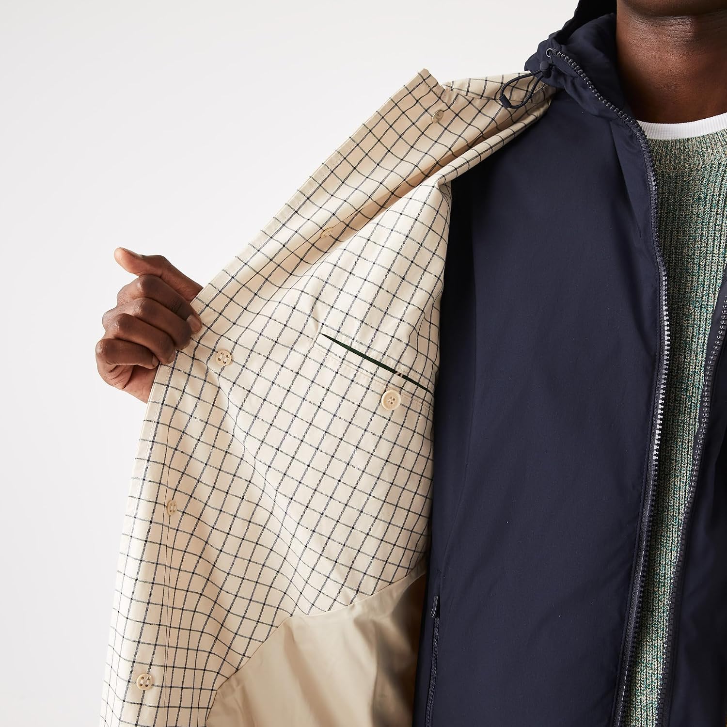 Lacoste Men's Detachable Hood Knee-Length Water-Resistant Parka