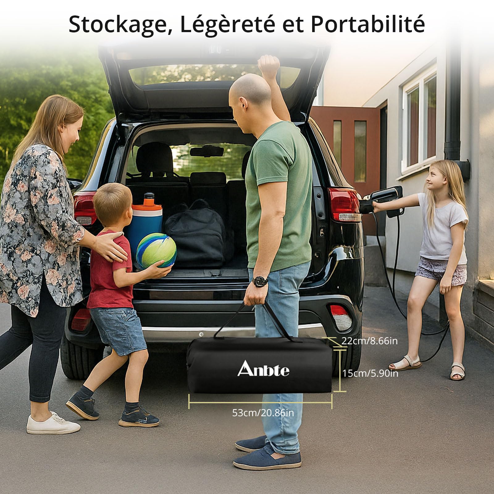 Anbte Table de Camping 64 cm Pliable, 2 Hauteurs Réglables, Aluminium avec Panier de Rangement et Sac, Étanche, Légère 64 x 40 cm, pour Barbecue, Pique-Nique, Voyage Extérieur, Noire