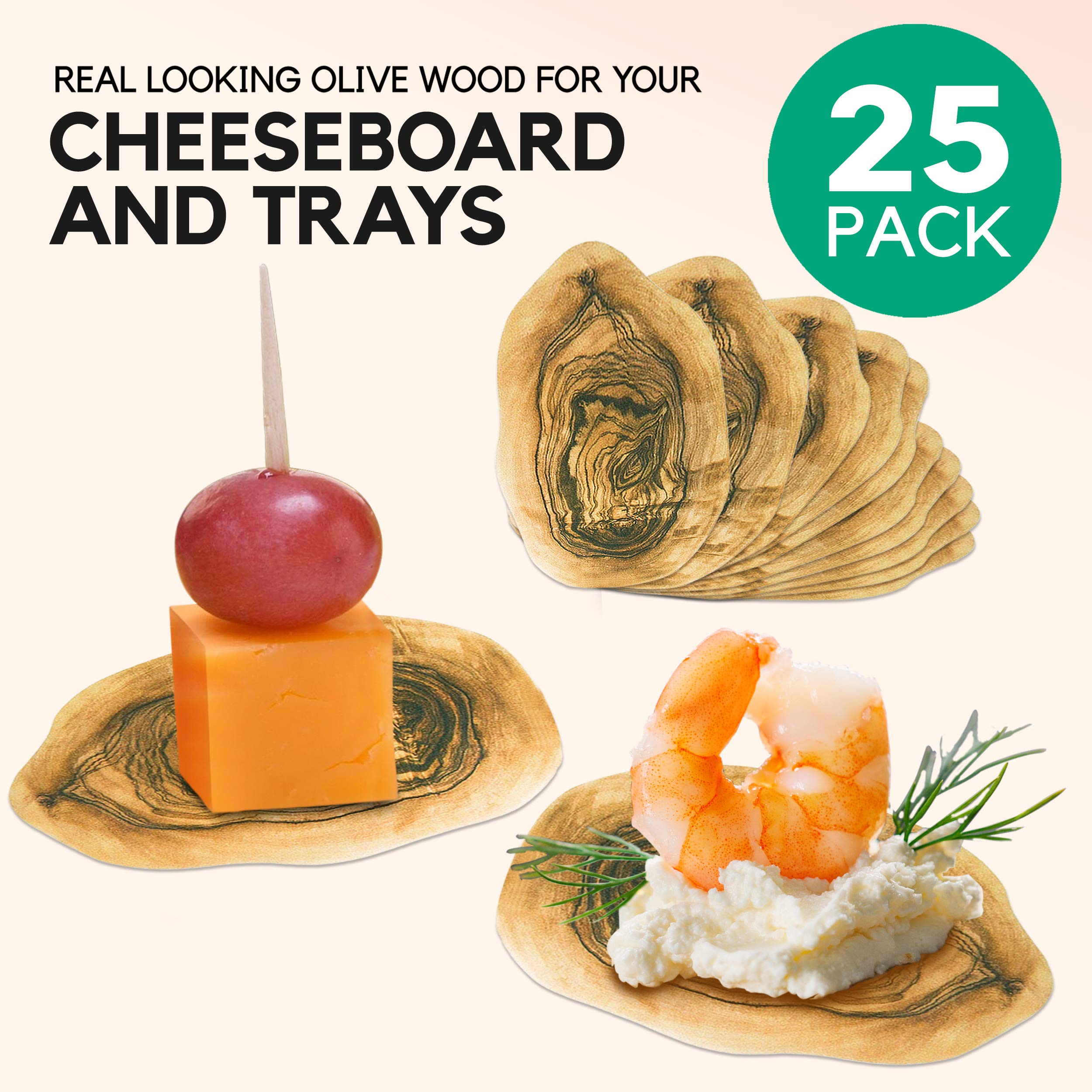 [25 Pack] Olive Wood Cheese Paper for Charcuterie Boards 4 x 2.7