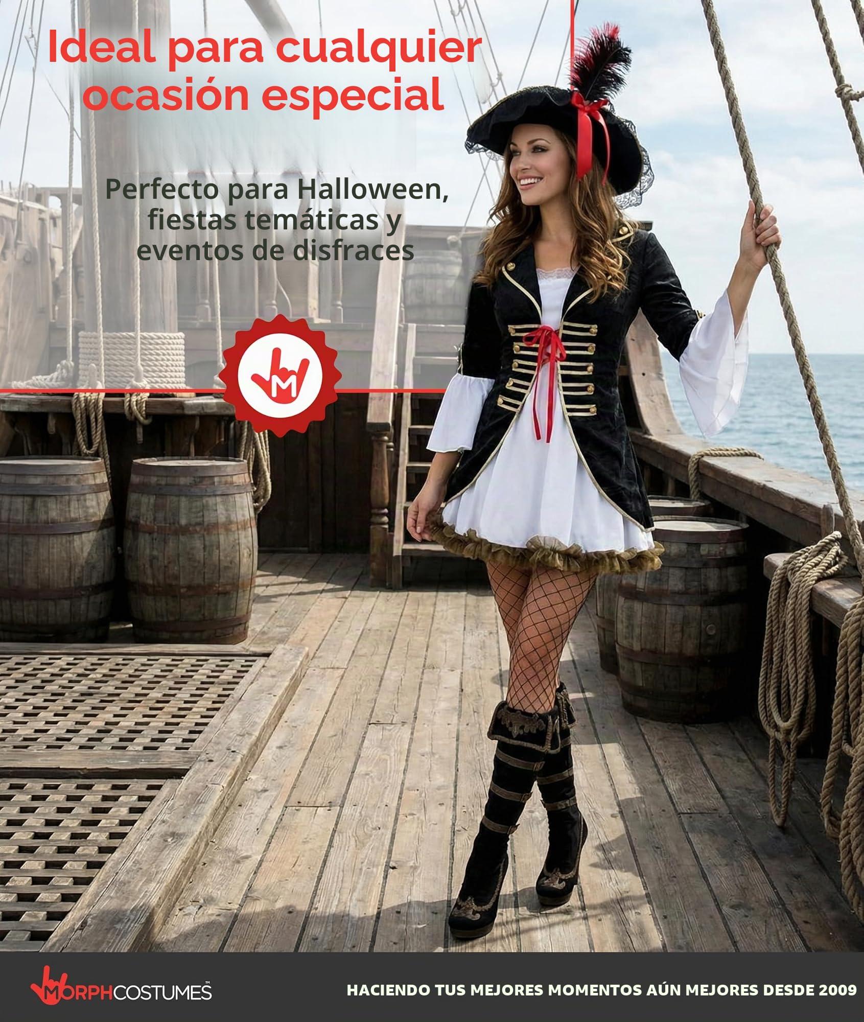 Fun Shack Disfraz Pirata Mujer, Disfraz Corsaria Halloween Mujer