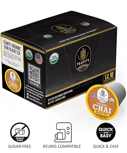Miniatura 8 de TEAVITY Té negro orgánico Chai  Cápsulas de té orgánicas certificadas por USDA  Cápsulas reciclables de una sola porción compatibles con cafeteras