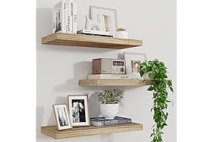 Wall-Mounted Wooden Shelves: Rustic Charm for Home Decor