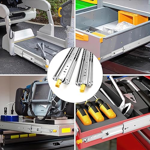 Miniatura 7 de Toboganes de cajones resistentes, 18, 20, 22, 24, 26, 28, 30, 32, 34, 36, 38, 40, 44, 48, 60 pulgadas, 500 libras, capacidad de carga de cajón,