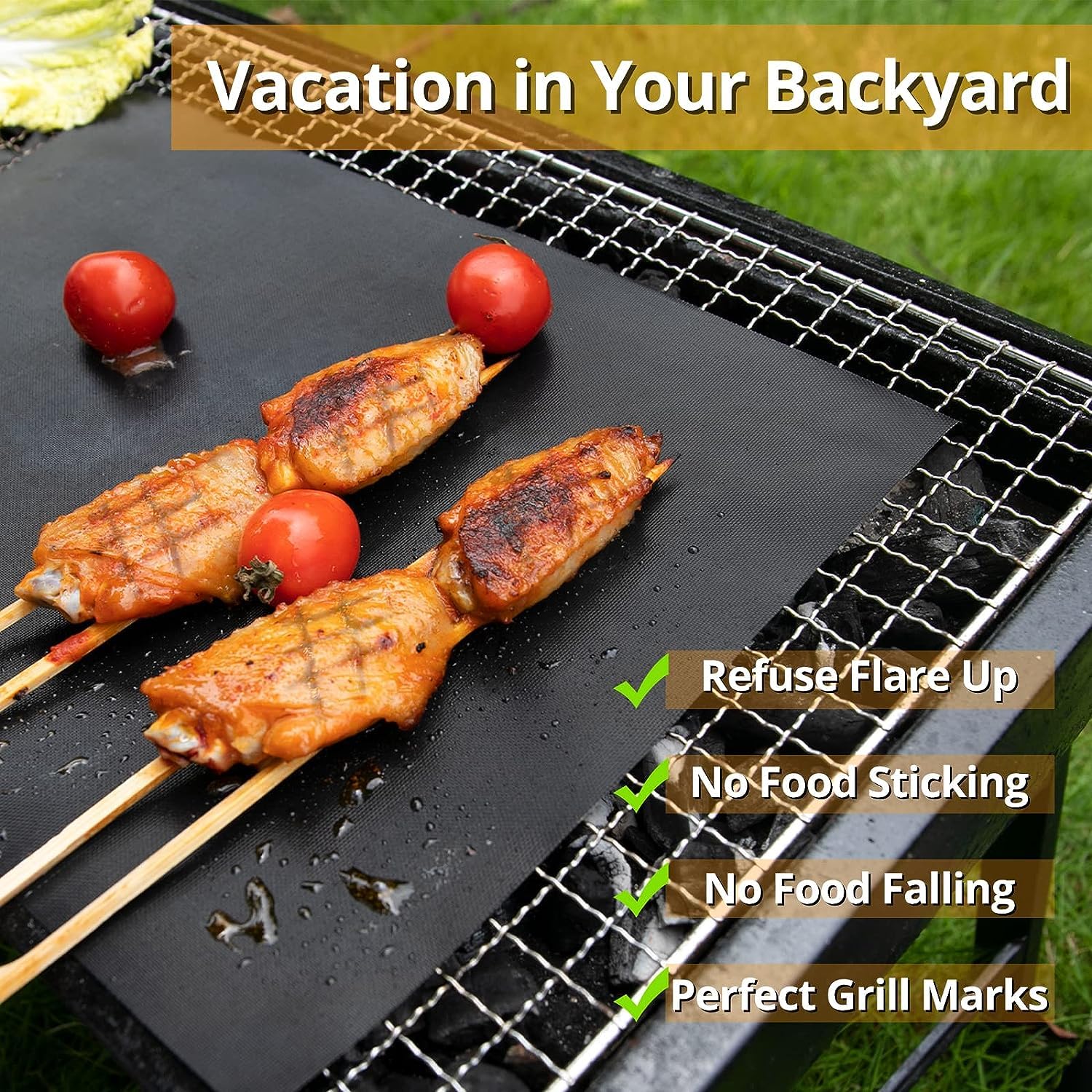 Nifogo Grillmat Voor Gasgrill, Grillmat Voor De Barbecue, Teflon Anti Aanbaklaag Grillmat Voor Gasgrill Onderhoudsvriendelijk En Herbruikbaar Voor Maximaal 260 Graden Celsius 1 Grillborstel Set V
