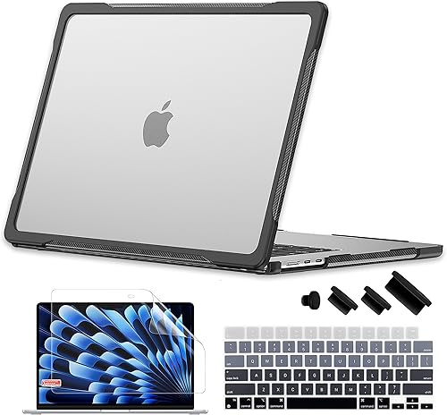 Batianda Funda de protección definitiva para MacBook Air M2 de 15 pulgadas, modelo A2941 modelo A2941, bordes de fibra de carbono mate, a prueba de