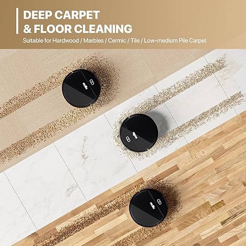 Miniatura 6 de mollie Aspirador robot, succión sin enredos, aspiradora robótica de carga automática, ideal para suelos duros de pelo de mascotas de alfombras