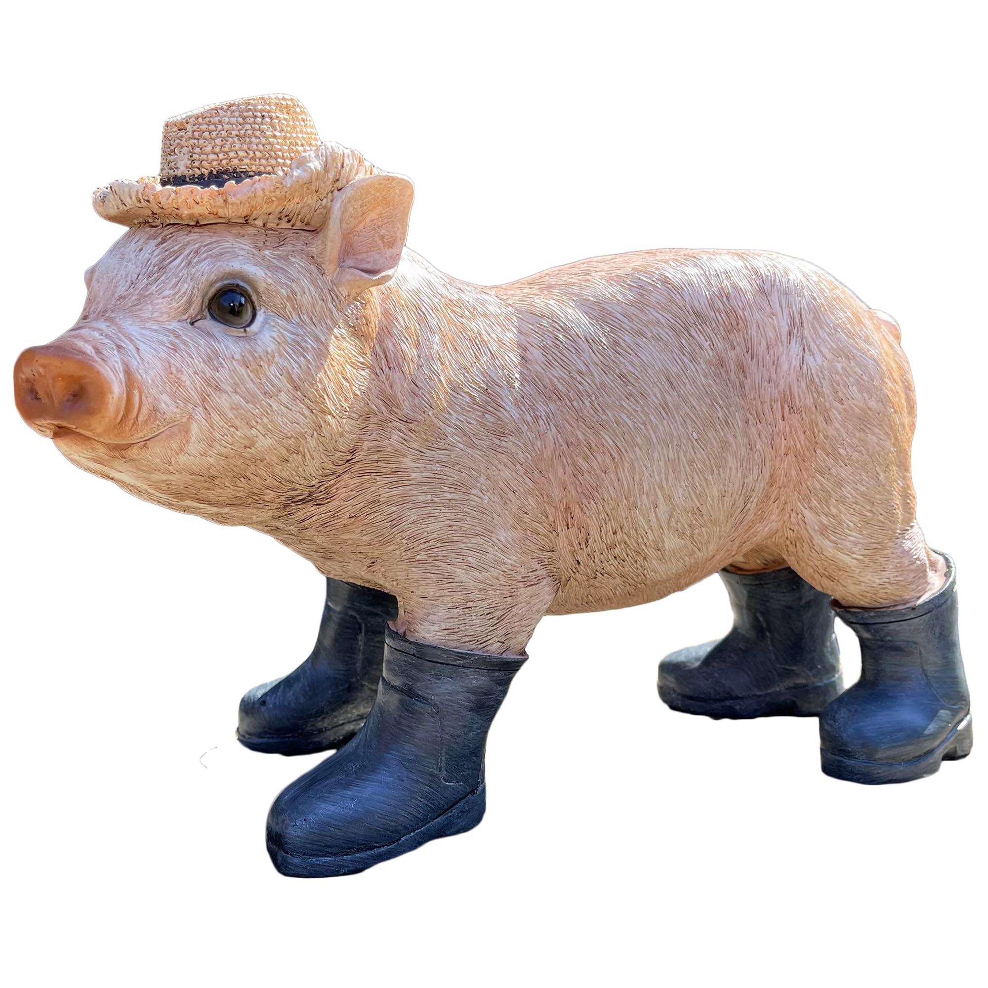 Darthome Beige Pig In Wellies Sculpture Pink Resin Farm Animal Piglet Novelty Outdoor Ornament