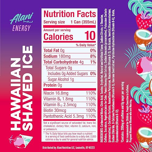 Miniatura 112 de Alani Nu WATERMELON WAVE, bebidas energéticas bajas en calorías, sin azúcar, 200 mg de cafeína, biotina, vitaminas B, cero azúcar, 10 calorías