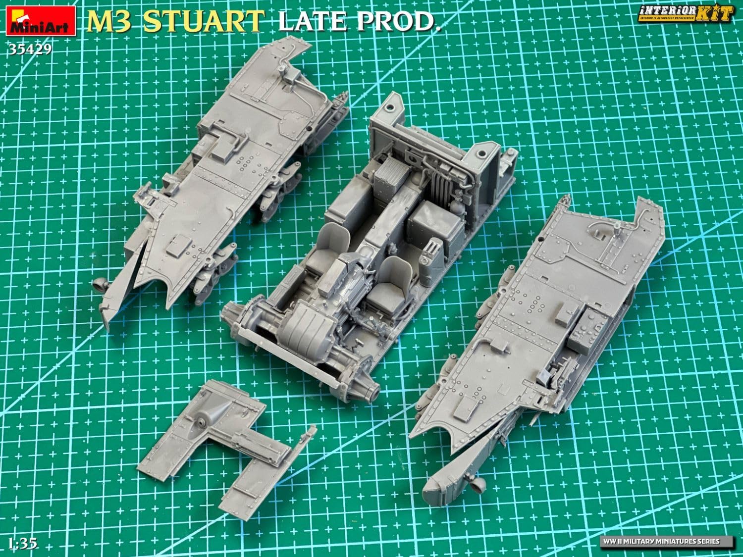 Mini Art 35429 1:35 US M3 Stuart Späte Prod. Interior - originalgetreue Nachbildung, Modellbau, Plastik Bausatz, Basteln, Hobby, Kleben, Modellbausatz, Zusammenbauen, unlackiert