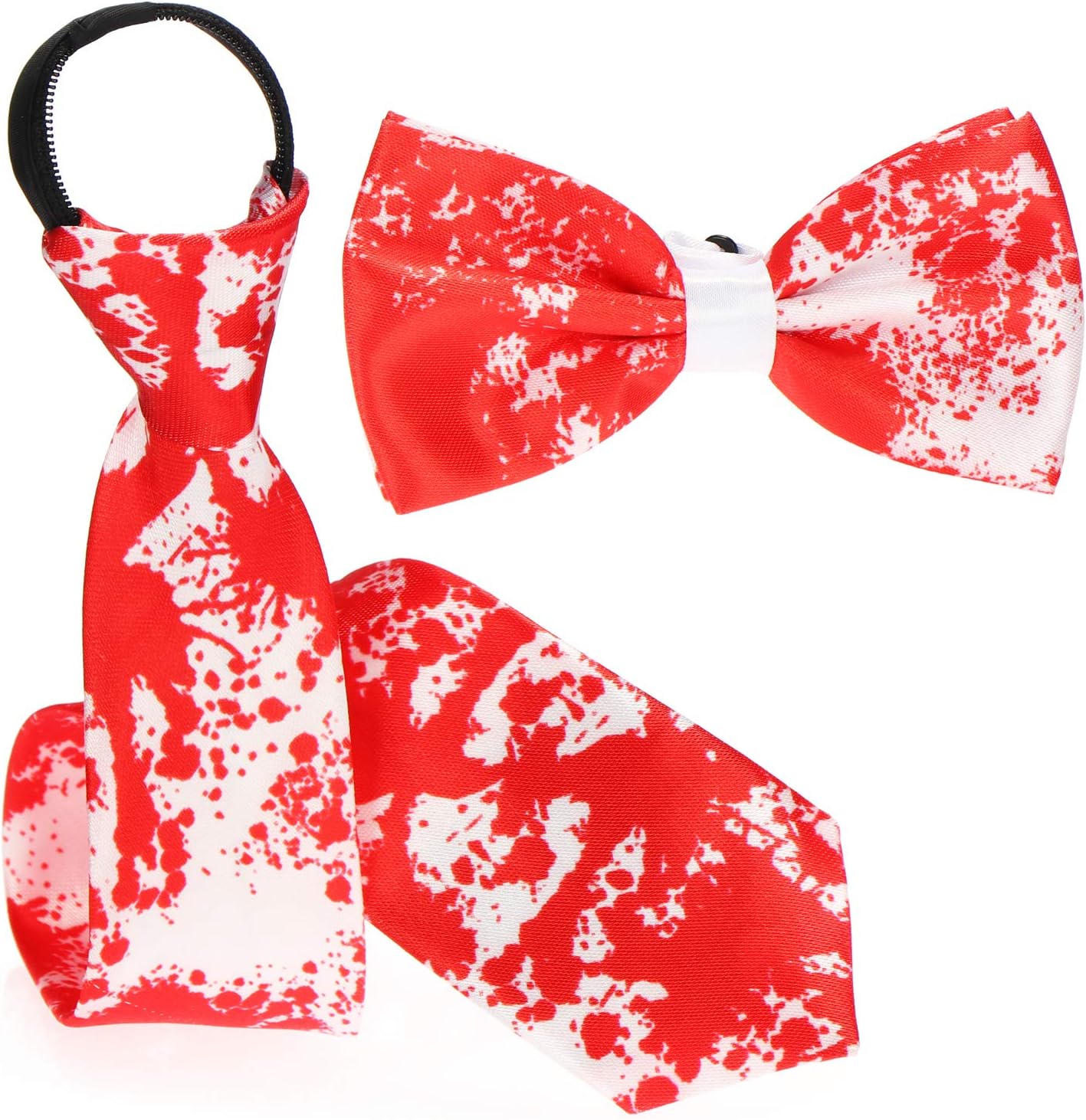 com-four® Halloween Tie & Bow Tie - Tie and Bow Tie in Blood Design - Halloween Costume unisex - Costume for Halloween, Carnival and theme parties