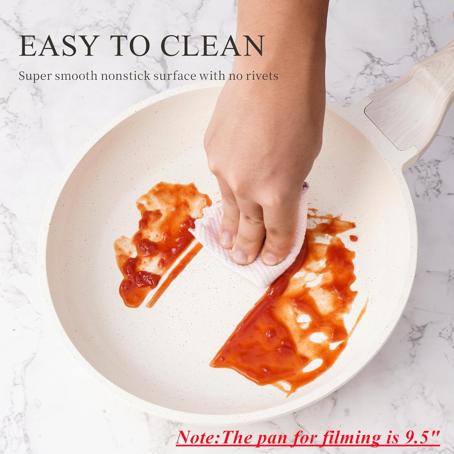 Induction Ceramic Nonstick Frying Pan,Light Weight Skillet,Healthy Non Toxic Omelet Pan,All Stoves Compatible Egg Pan (white, 8inch) - Image 5