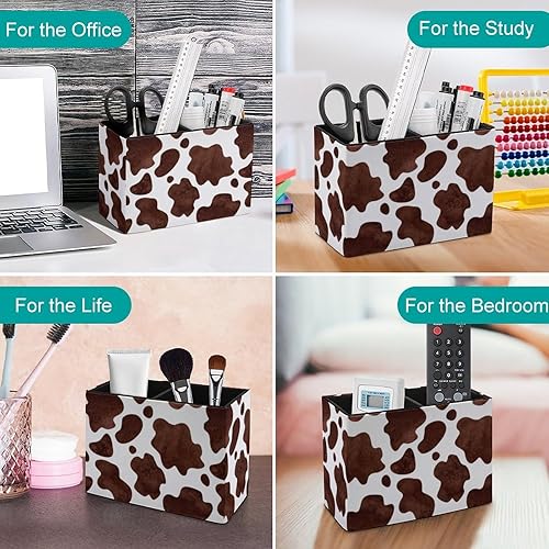 Miniatura 4 de Soporte para bolígrafos, soporte para lápices para organizador de escritorio, piel de vaca con estampado animal, tazas de lápices de piel sintética,