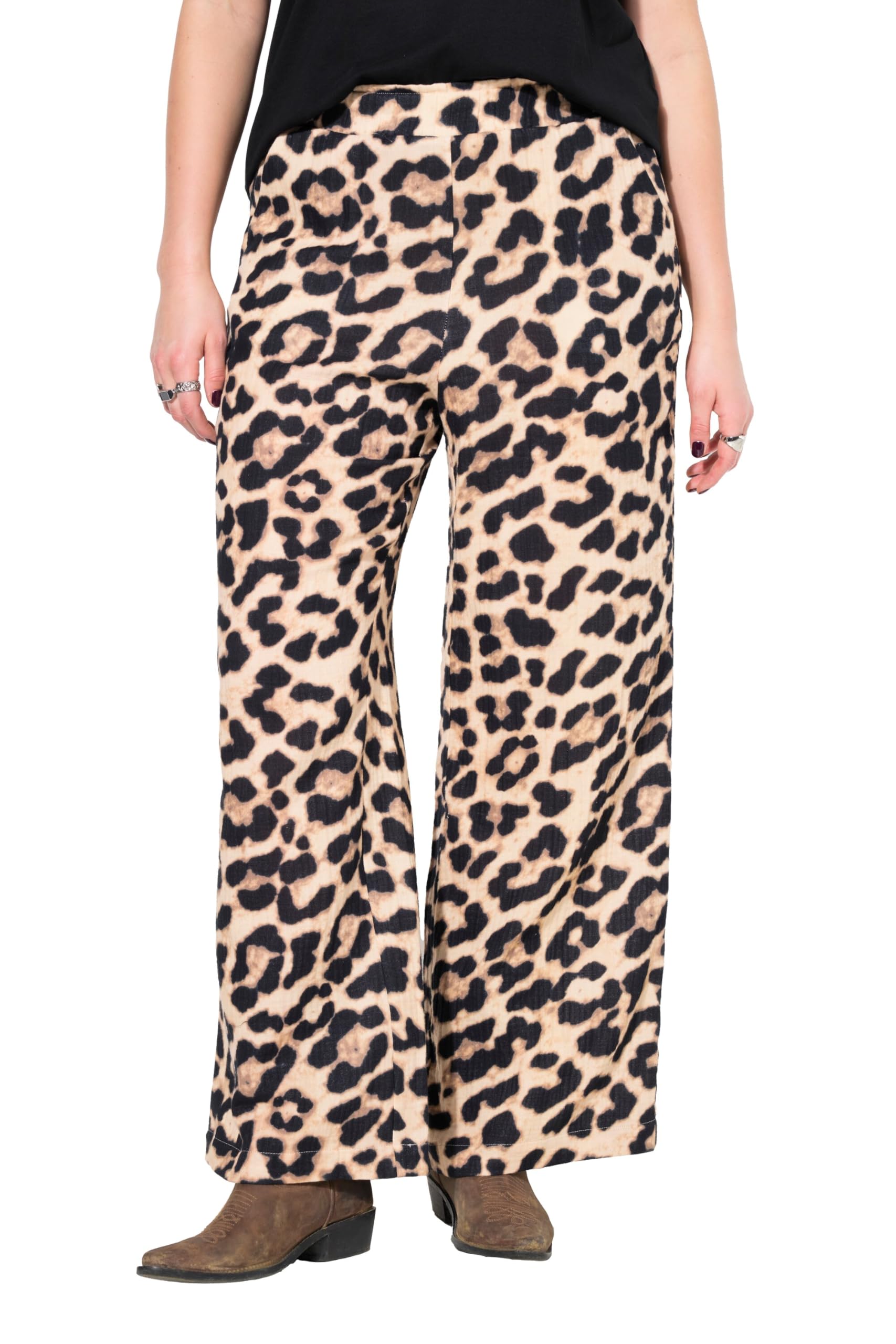 Studio Untold Damen große Größen Übergrößen Plus Size Hose, Wide Legs, Musselin, Leo 839036