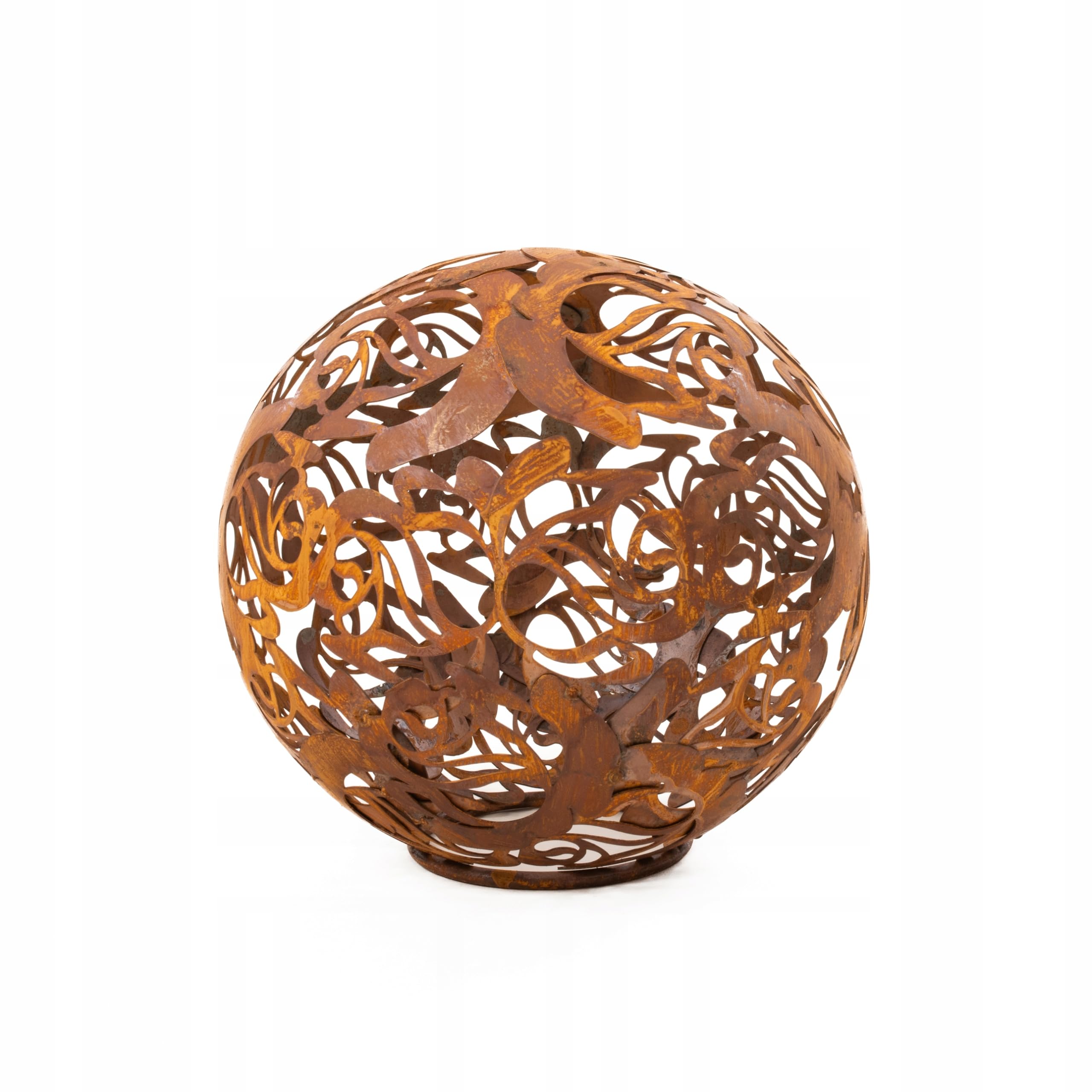 Boule Décorative Métal 'Fleurs' Ø 24cm - Style Shabby Rouillé - Décoration Jardin Ou Intérieur