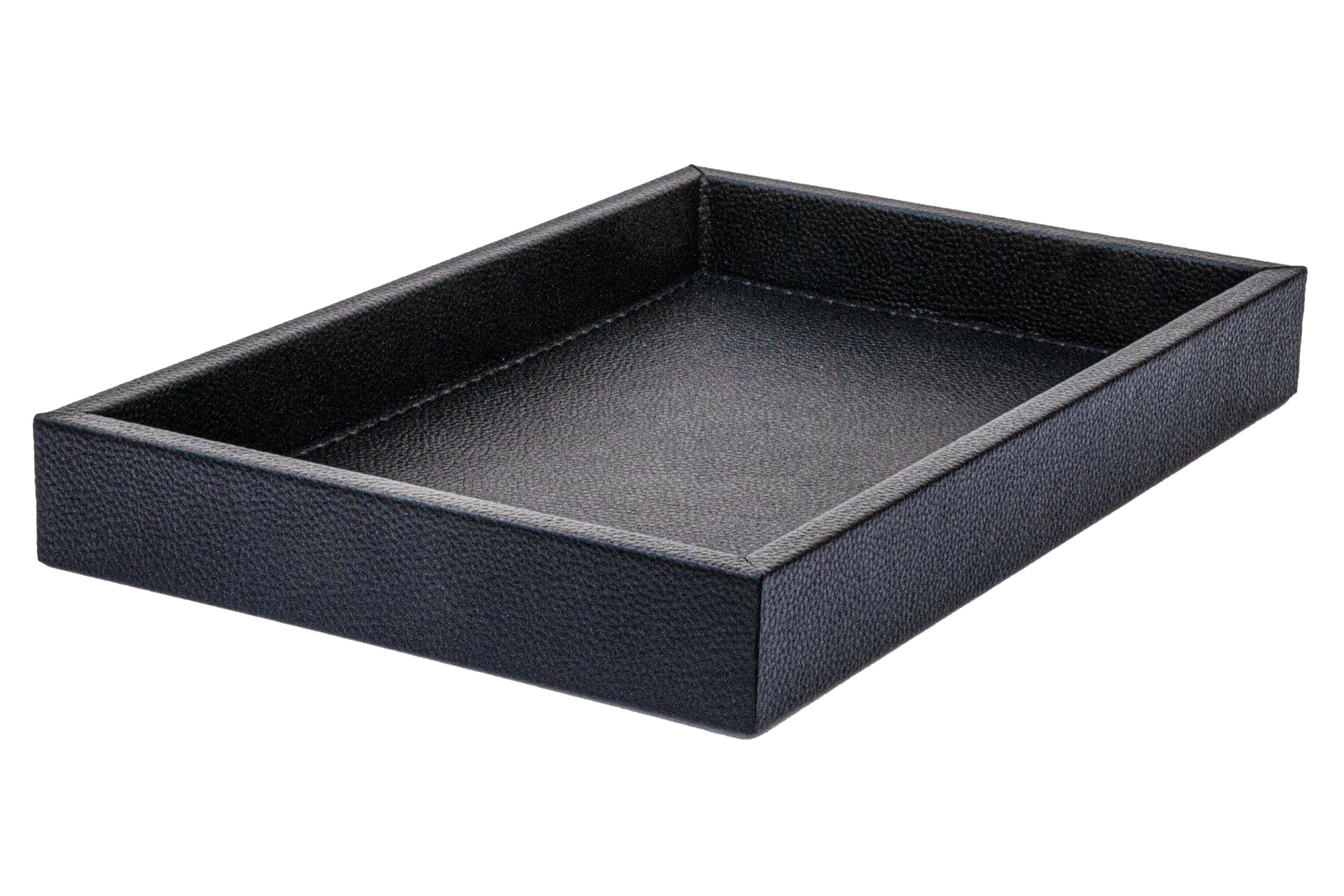MOENA Bandeja de piel sintética, elegante organizador de joyas para llaves, organizador de escritorio, bandeja de servir, accesorios de yate (negro mate, pequeño)