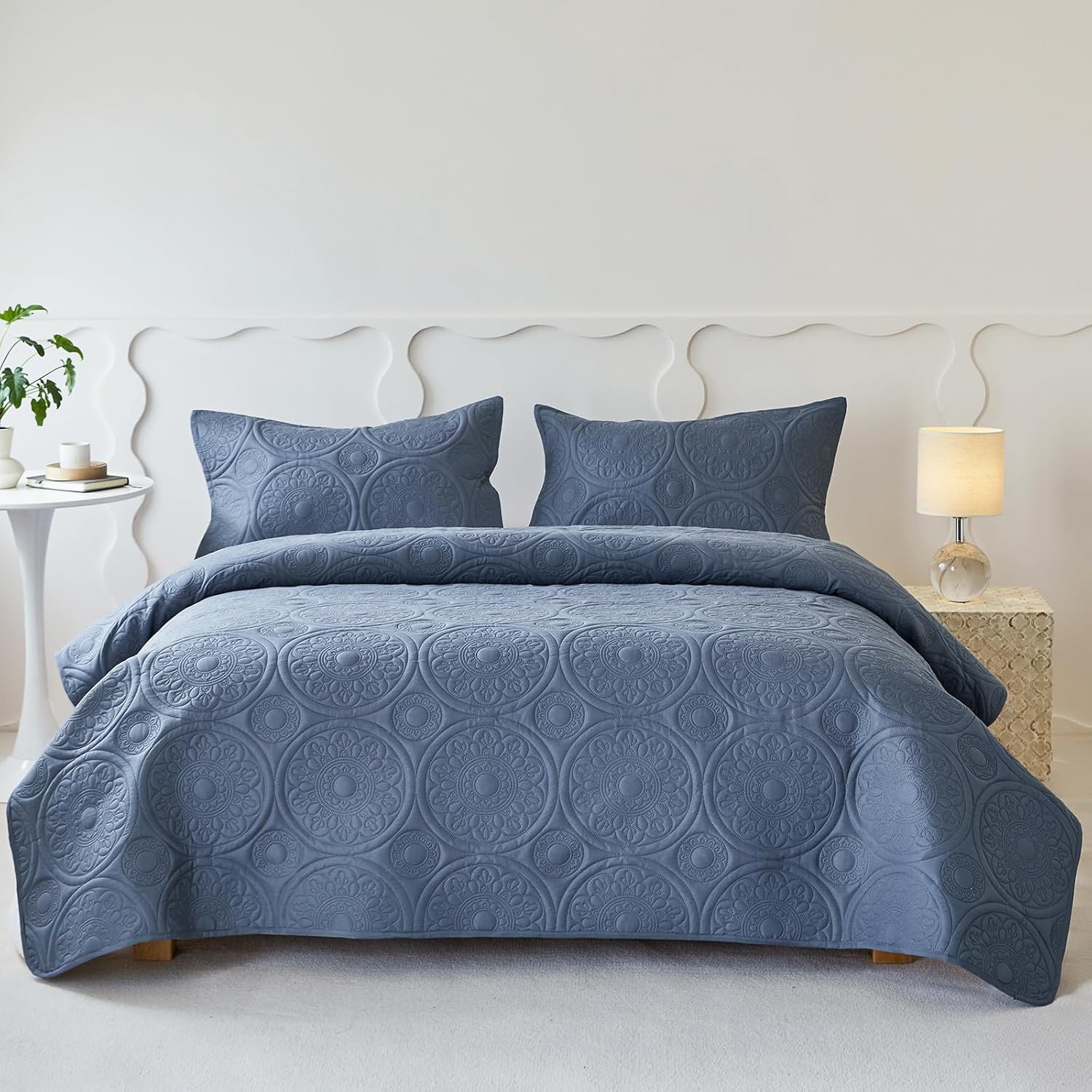 Simple&Opulence Quilted Bedspreads Double Size3 Pcs Soft Reversible