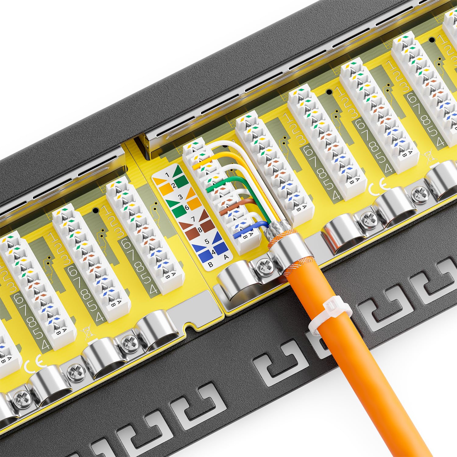 deleyCON Patch Panel 0,5 Unità Cat 6 Mini 24 Porte - Desktop Montaggio a Rack 19 Pollici Server RJ45 Schermato TIA568A TIA568B - Nero