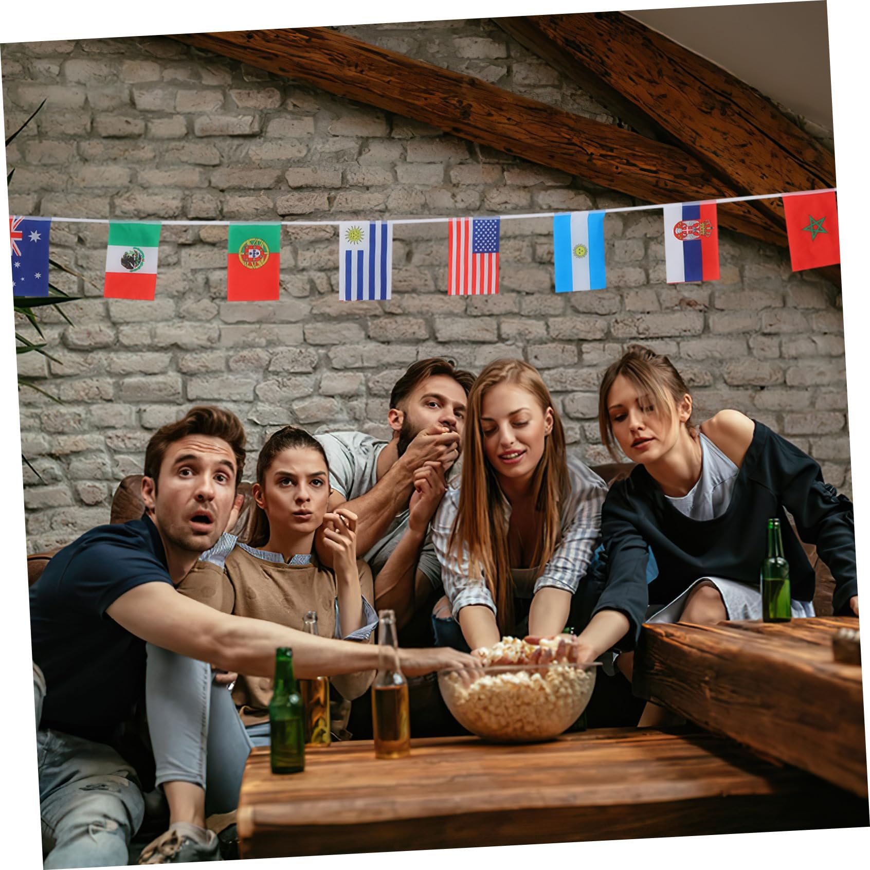 Guirnalda de Banderas del Mundo 2026 – 32 Equipos, Banderín de Banderas de Doble Cara, Decoración para Fiestas de Fútbol en Pubs, Bares, Jardines, Calles, Exteriores E Interiores, 10 M
