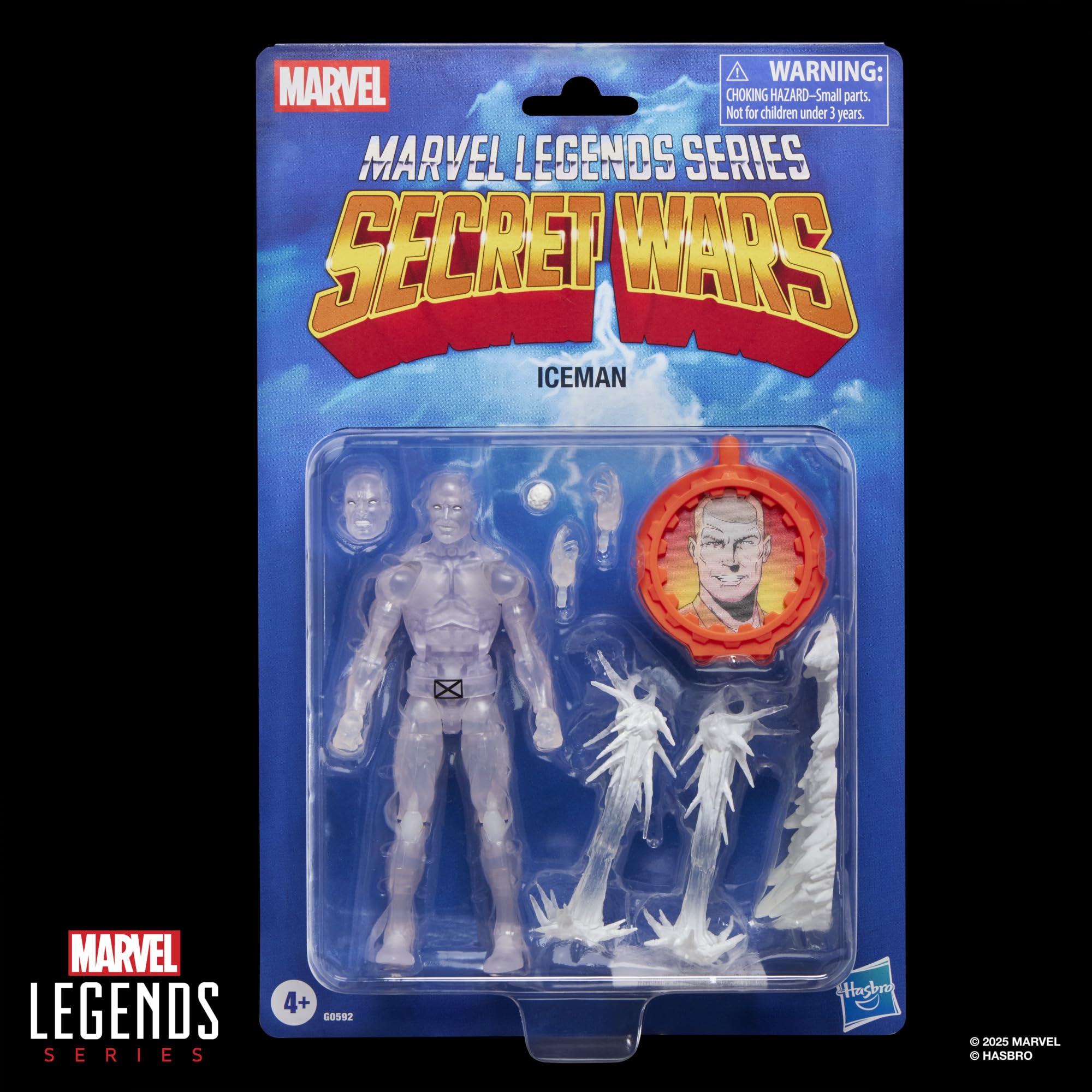 Iceman z komiksu ""Tajne wojny"" z serii Marvel Legends, 15-centymetrowa figurka kolekcjonerska z soczewkową tarczą z klasycznych komiksów X-Men Marvela