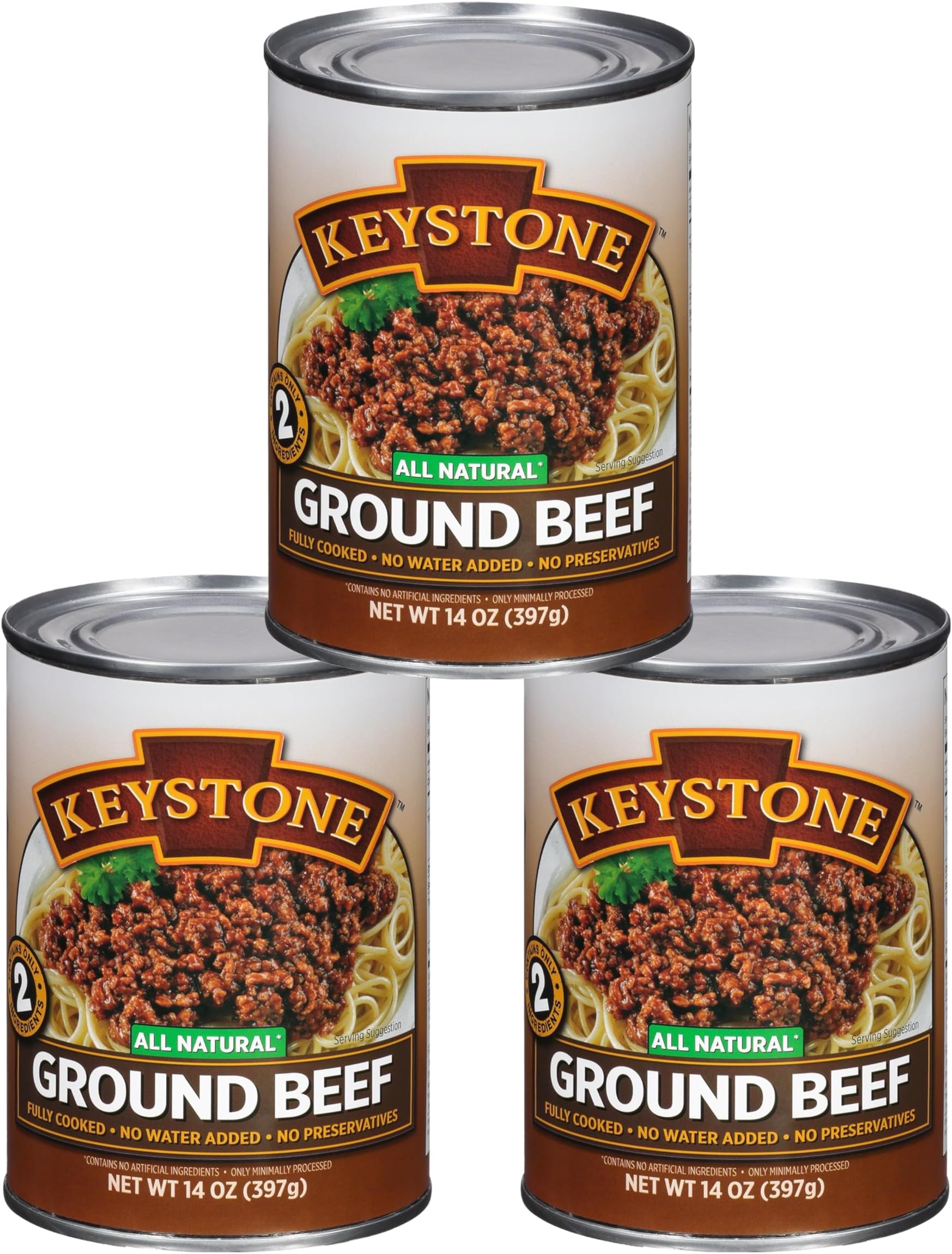 Meats All Natural Heat and Serve Ground Beef 14 oz – Fully Cooked Canned Meat – Ready to Eat – 5-Year Shelf Life – Pantry Staple for Everyday Meals, Emergency Survival Canned Food – Made in USA – Pack of 3