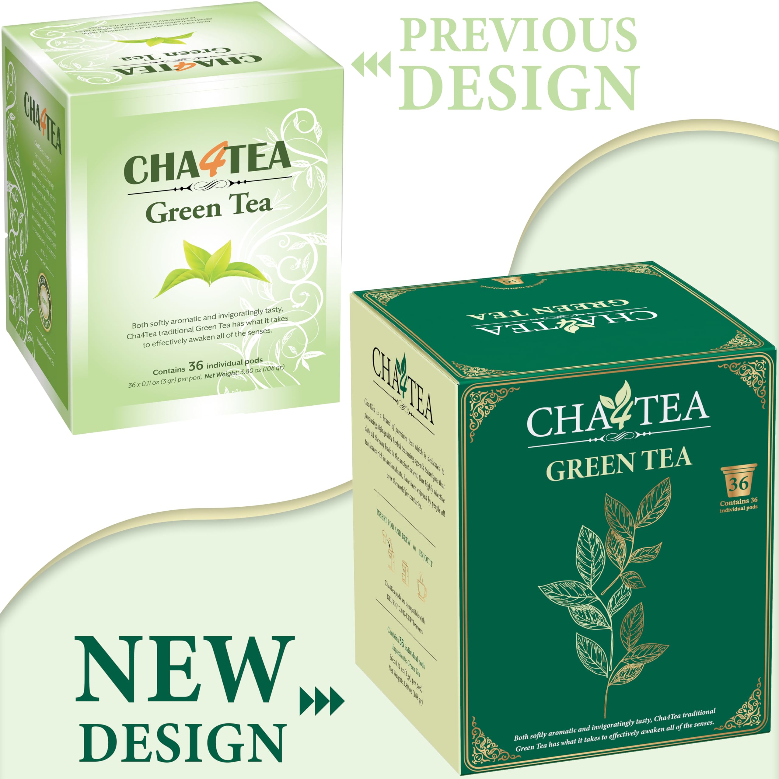 Cha4TEA K-Cup Zielona herbata, 36 filiżanek Keurig K