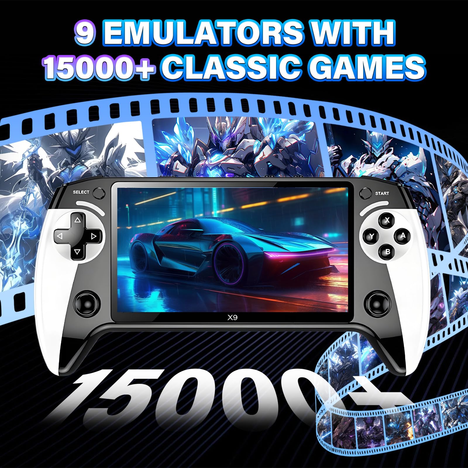 X9 Retro Handheld Game Console with 5.5-inch HD IPS Eye-Protection Screen,Retro Games Console with TXT E-Book,Linux System,TV Output,15000+ Games,External Gamepad,Music,2000mAh Handheld Console - Image 3