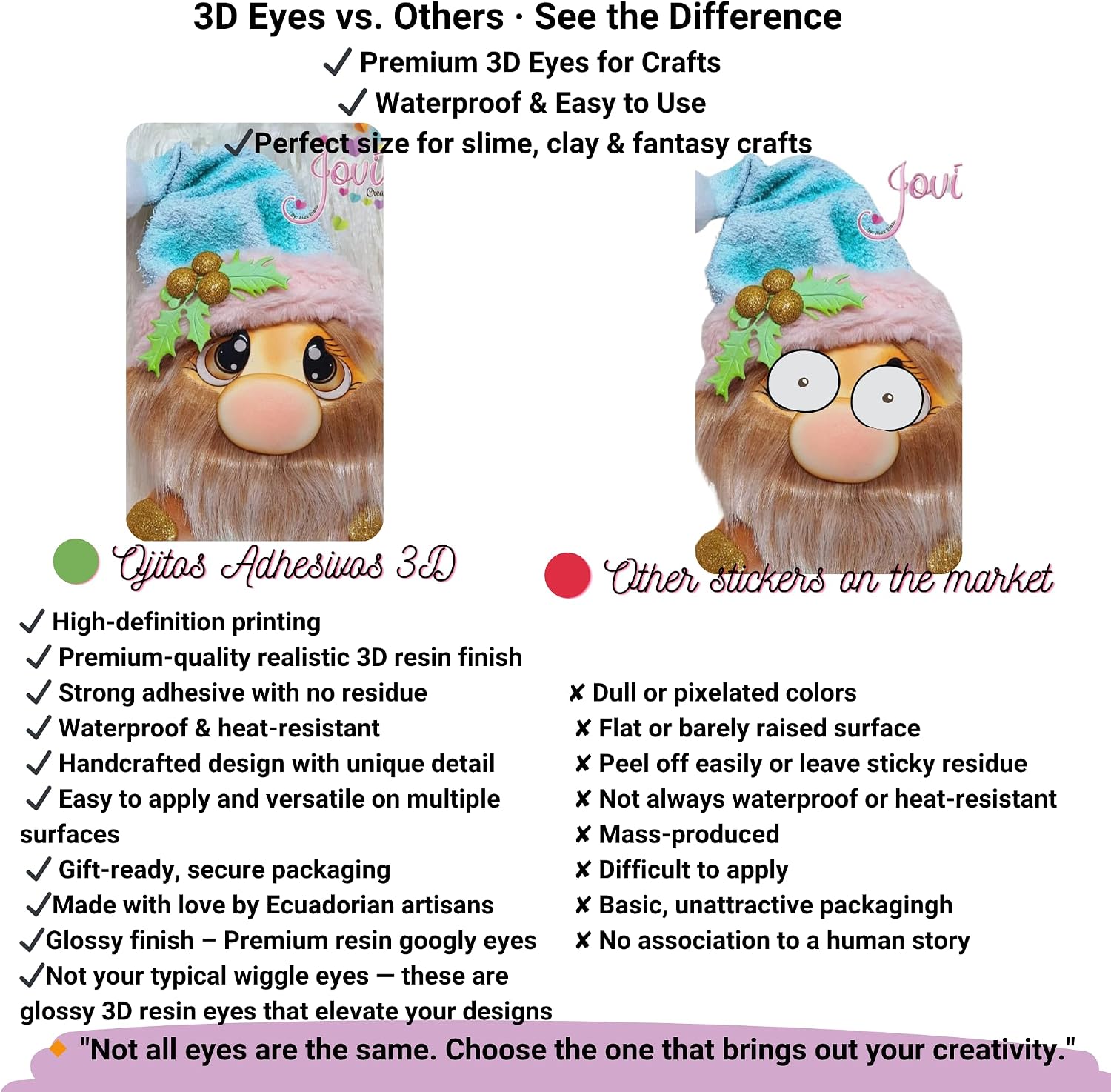 Eyes 3D Resin Premium – Multicolor Self-Adhesive (14 pcs, 7 Pairs, 13 mm) – for Polymer Clay, Dolls, Slime, Amigurumi, Cold Porcelain & Felt Crafts 75-13mm