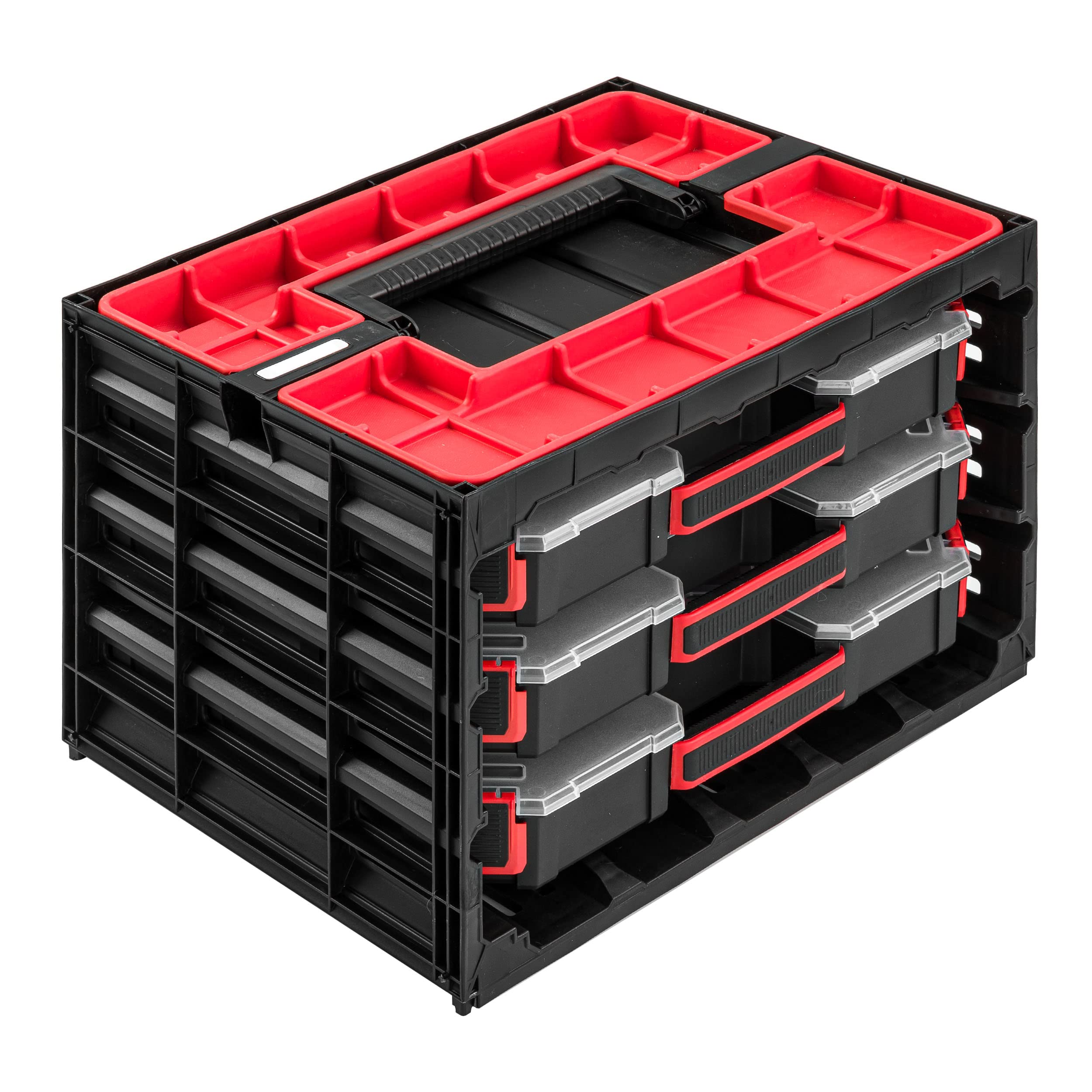 botle Organizador para tornillos, contenedor de taller, 29 x 41,5 x 29,5 cm, universal, maletín, armario de herramientas, caja de clasificación, cajas de clasificación, garaje