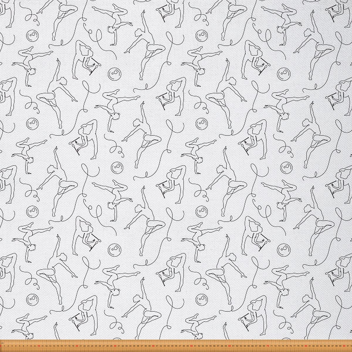 Gymnastics Upholstery Fabric,Girls Gymnastics Lovers Fabric by The Yard,Gymnast Doodle Fabric for Upholstery and DIY Projects,Outdoor Fabric,10 Yards,(L920*W150cm) White Black — image 1