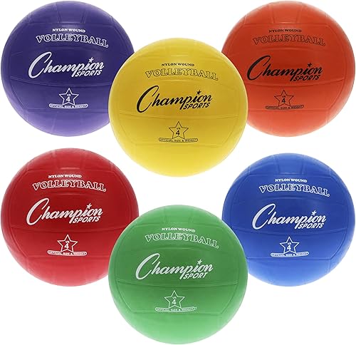 Champion Sports Balón de voleibol de goma, tamaño oficial, para uso en interiores y exteriores, bolas de voleibol duraderas y reguladas para