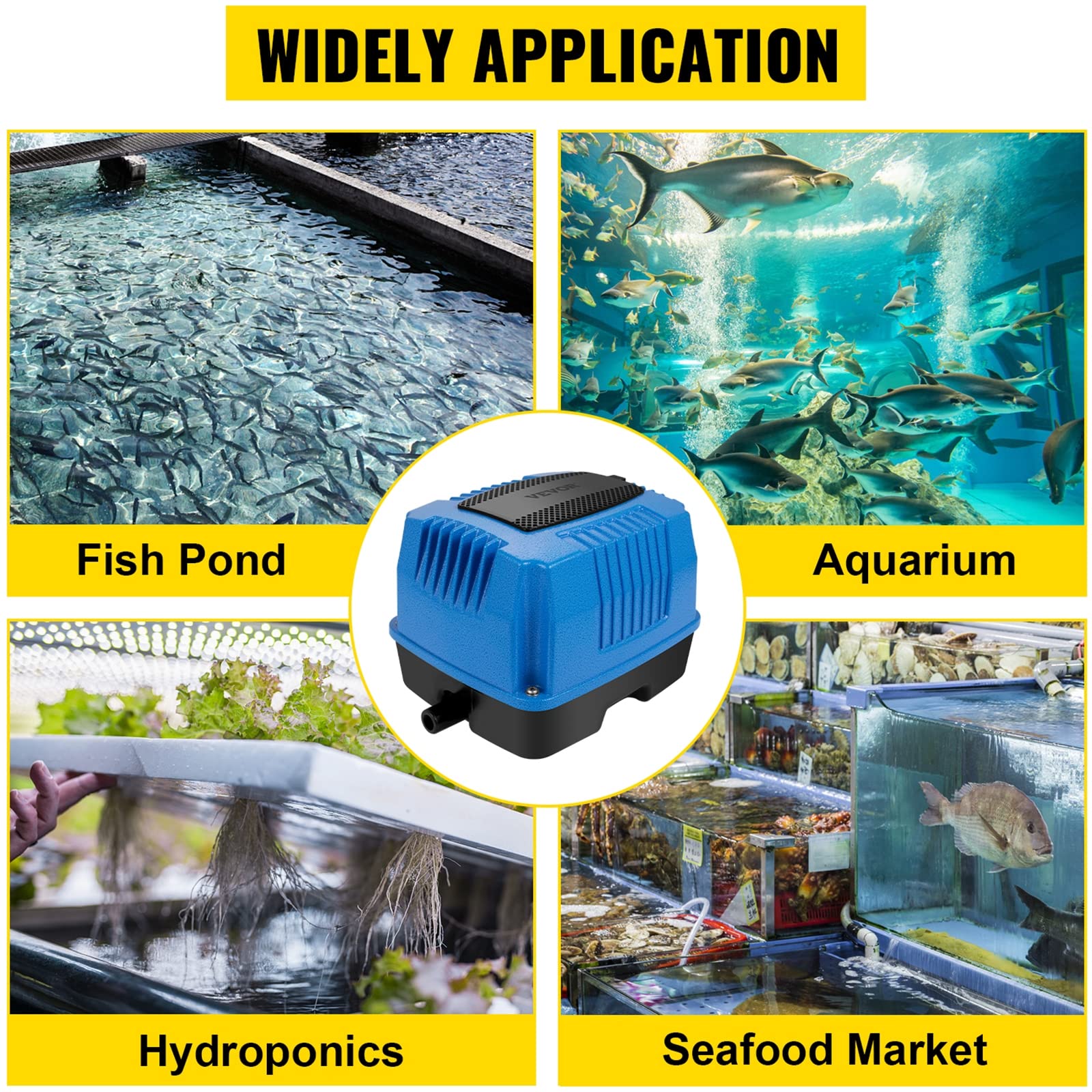 Bomba De Aire para Acuarios, Bomba De Oxígeno Silenciosa 40W, con 17 Salidas Difusor, Flujo De Aire Máximo 85L/ Min, para Estanque De Peces, Acuario, Hidroponía, Tratamiento De Residuos