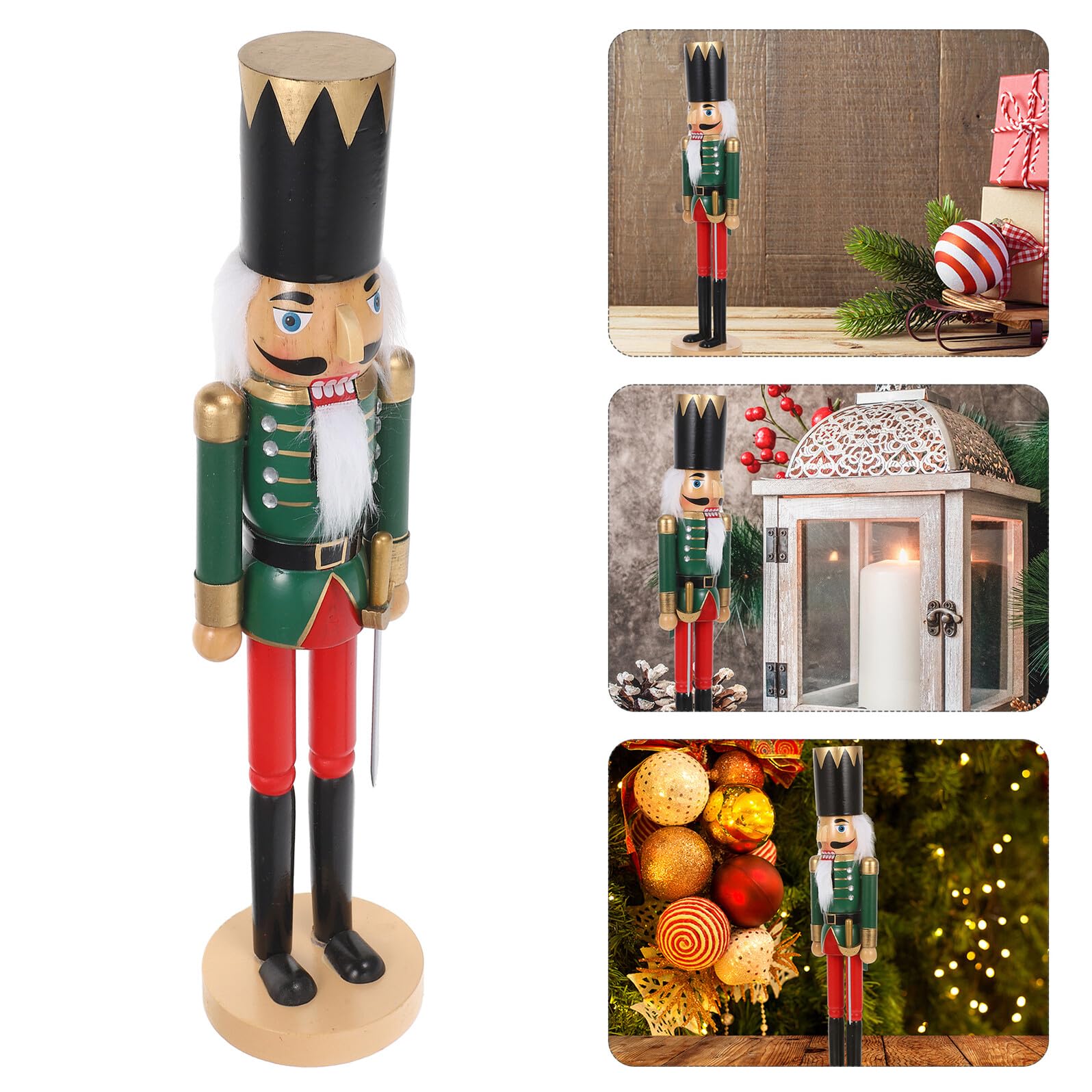 Schiaccianoci in Legno Tradizionale Soldato Figura Decorazione Natalizia Ornamento da Tavolo per Feste di Natale Centrotavola di Compleanno
