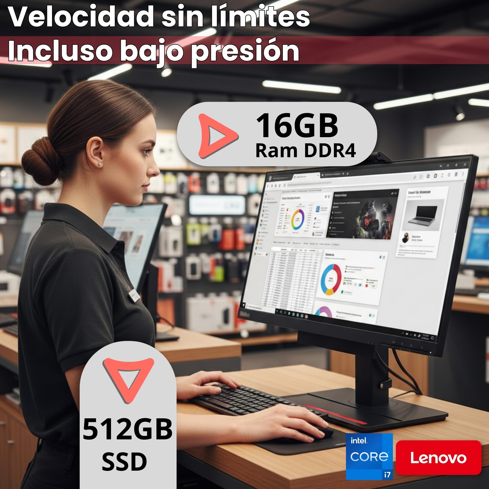 Lenovo All in One ThinkCentre TIO24 24 Pulgadas Full HD | Intel Core i7 | 16 GB | 512GB SSD | DOKING Station 10 en 1 Webcam Win 11 Pro 36 Meses de garantía (reacondicionado con (Kit de Teclado y