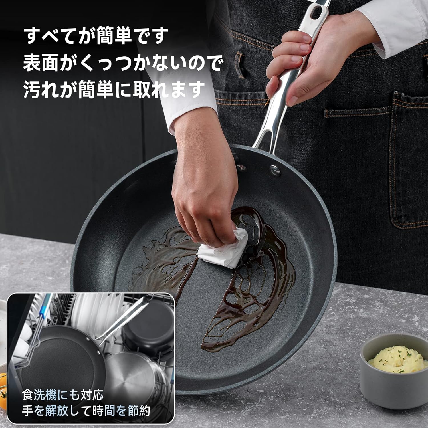 Fijinhom フライパン 20cm 焦げ付かない ih対応 5層コーティング 最高の耐久性 軽量 全て熱源対応 高熱効率 手入れが簡単 有害物質を含まない 食器洗機対応