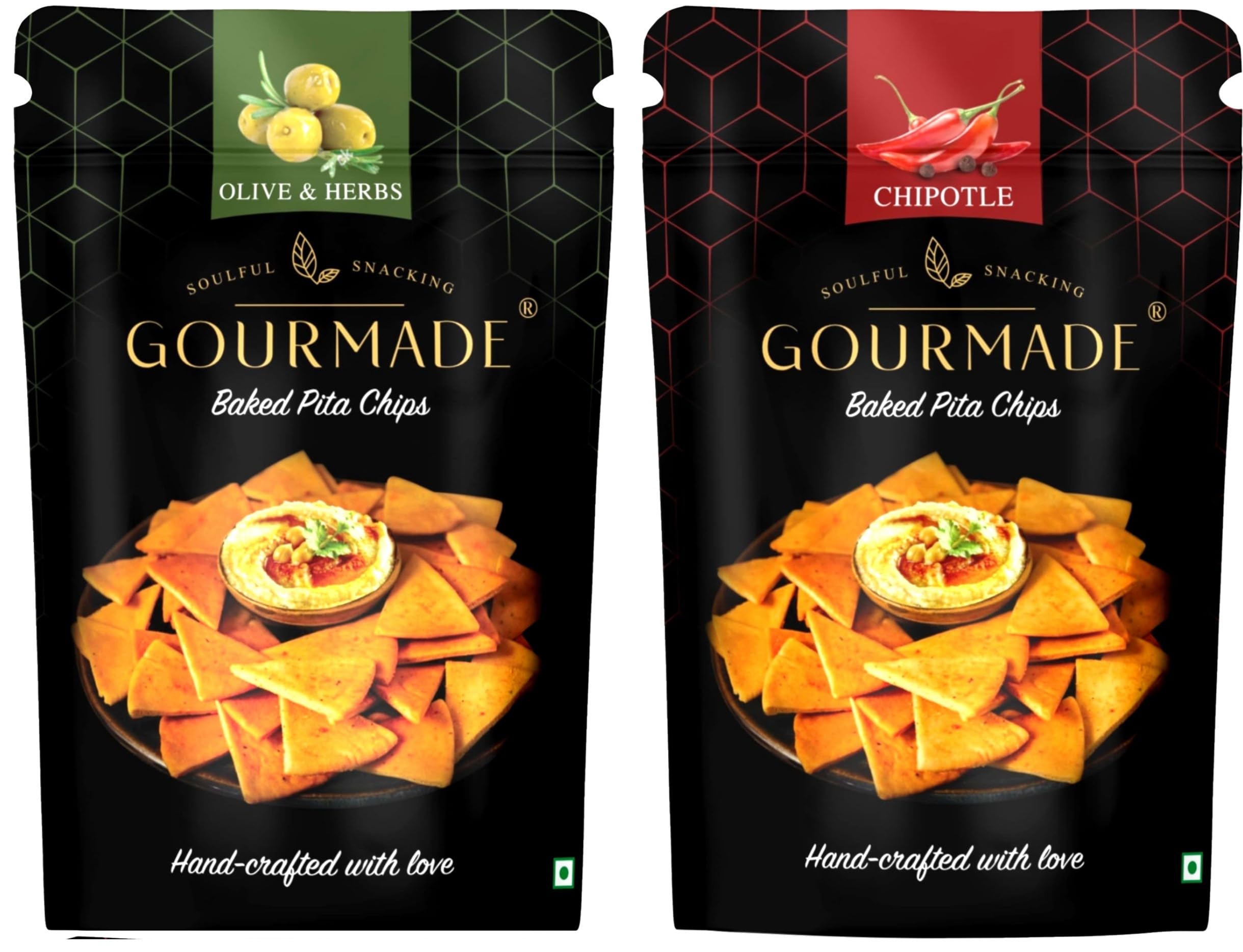 Gourmade Soulful Snacking Pita Chips Olive & Herbs and Chipotle | Baked Pita Bread Chips | Pita Chips Baked, 250g(each Pack 125g) |Dip Starter Chips|Travel Snack|Mediterrianean Pita Bread Chips|Nachos & Tortillas-image-21