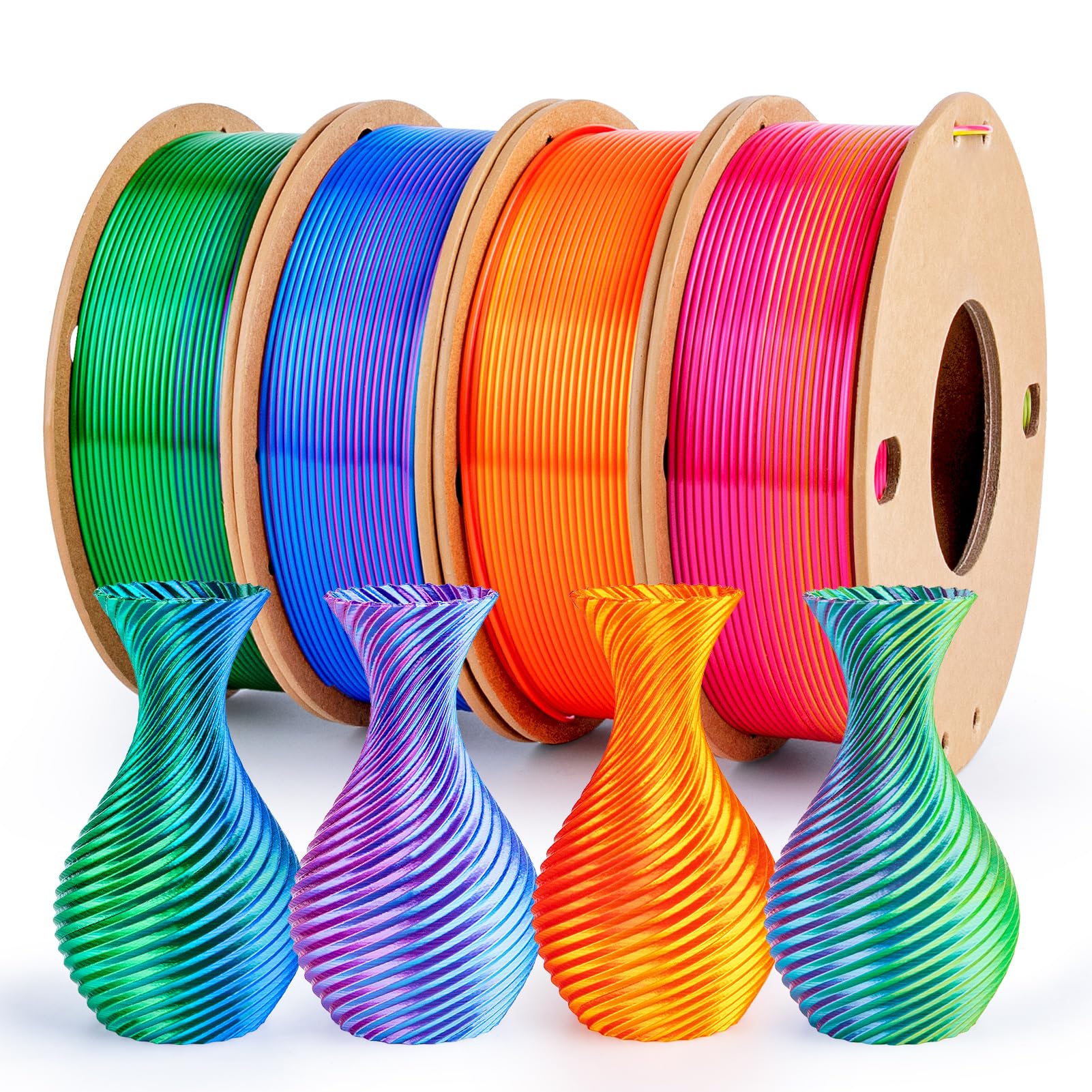 Silk Triple Color 3D Printer Filament - Vibrant Prints -29