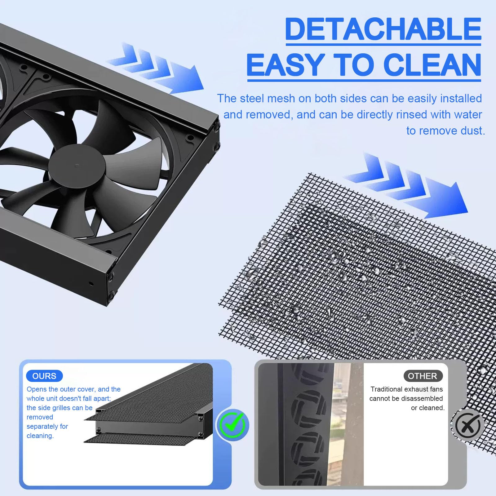 Ventilateur de Fenêtre Vertical pour Fenêtre Coulissante, Extracteur d'air Silencieux, Haut en Bas Ajustable 6cm, Installation sans Perçage, Double Moteur 2800 TR/Min,74~86cm/29.13~33.86in