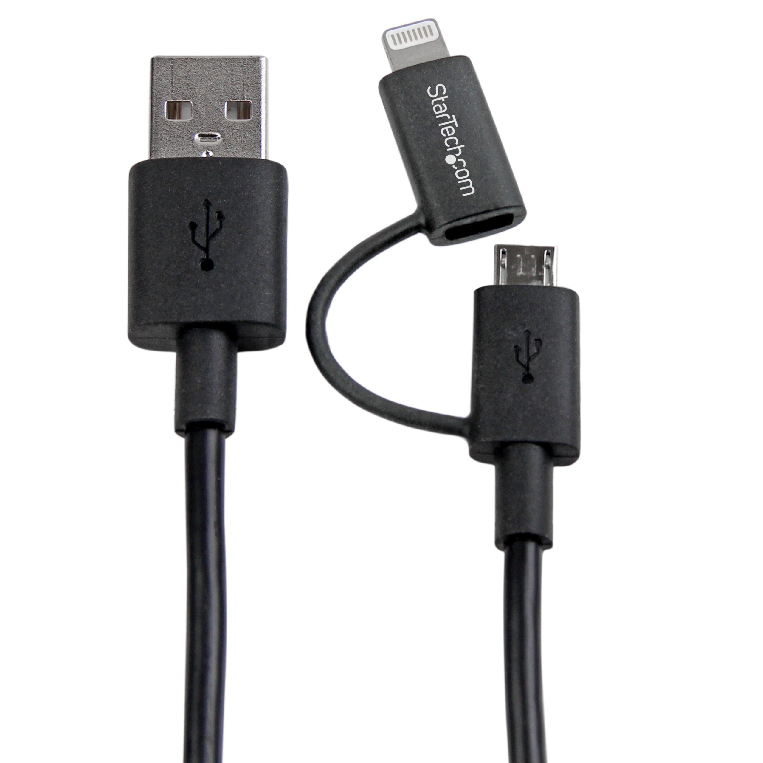 StarTech.com LTUB1MBK 1 m (3 stopy) czarny Apple 8-pinowe złącze Lightning lub kabel micro USB na USB Combo do iPhone iPod iPad, kabel do ładowania i synchronizacji