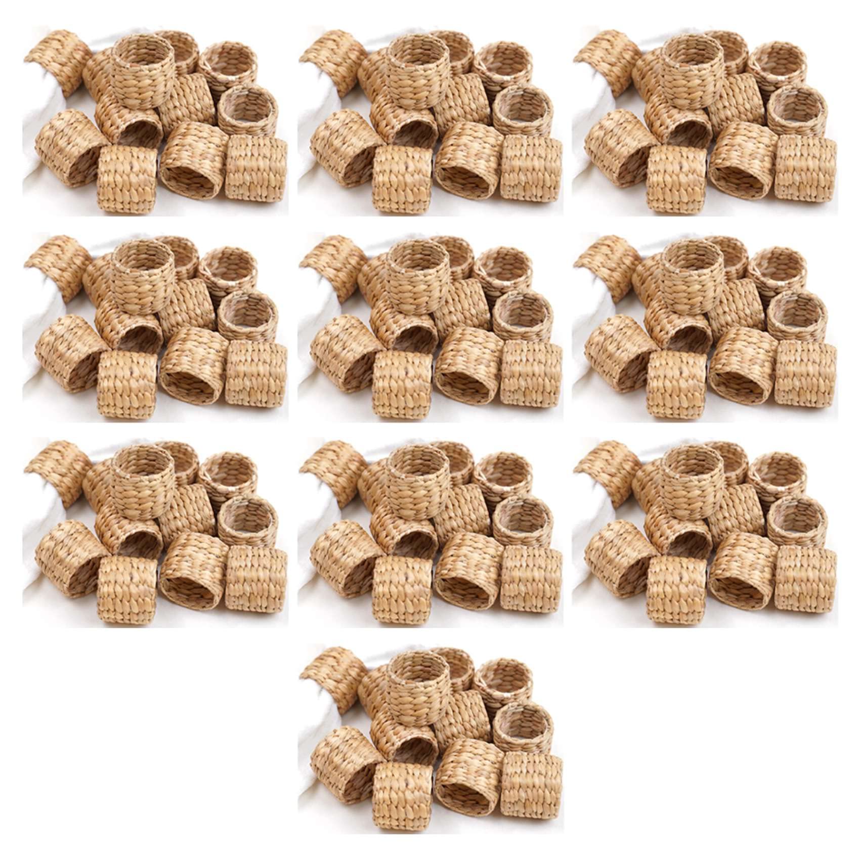 Hndhbfgrt 120Pcs Napkin Rings,Water Hyacinth Napkin Holder Rings - Rustic Napkin Rings for Birthday Party, Dinner Table Decoration